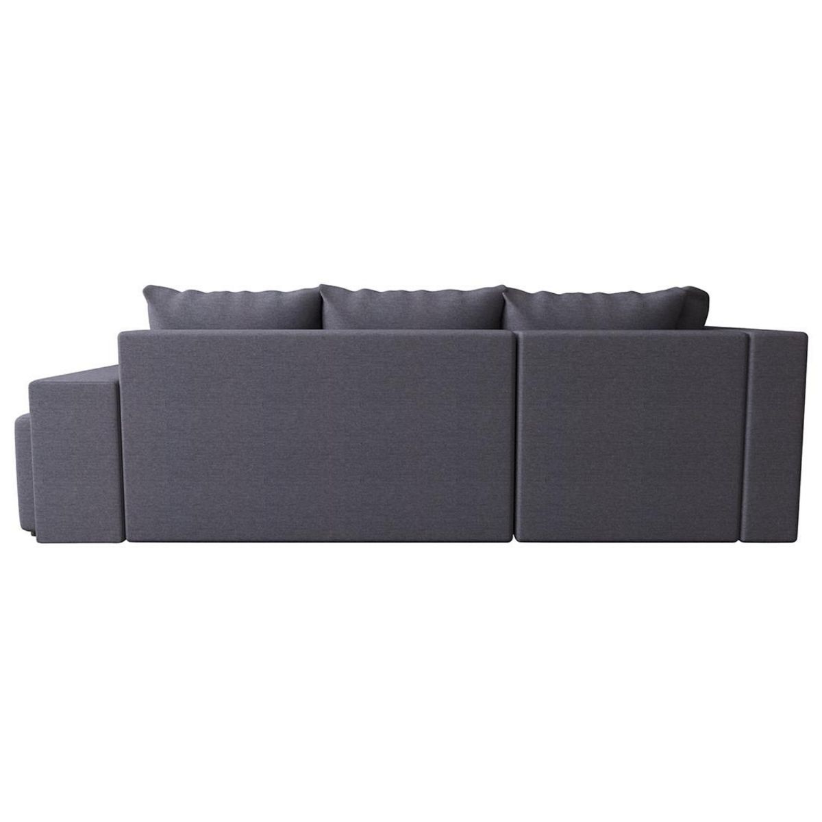 BEST MOBILIER Libbie - canapé d'angle gauche 4 places convertible avec coffre, étagère et poufs en tissu