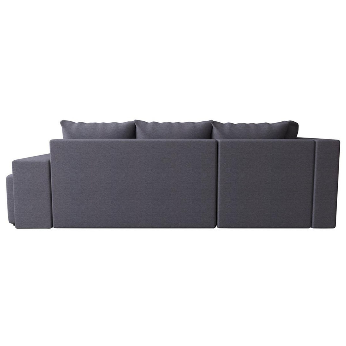 BEST MOBILIER Libbie - canapé d'angle gauche 4 places convertible avec coffre, étagère et poufs en tissu