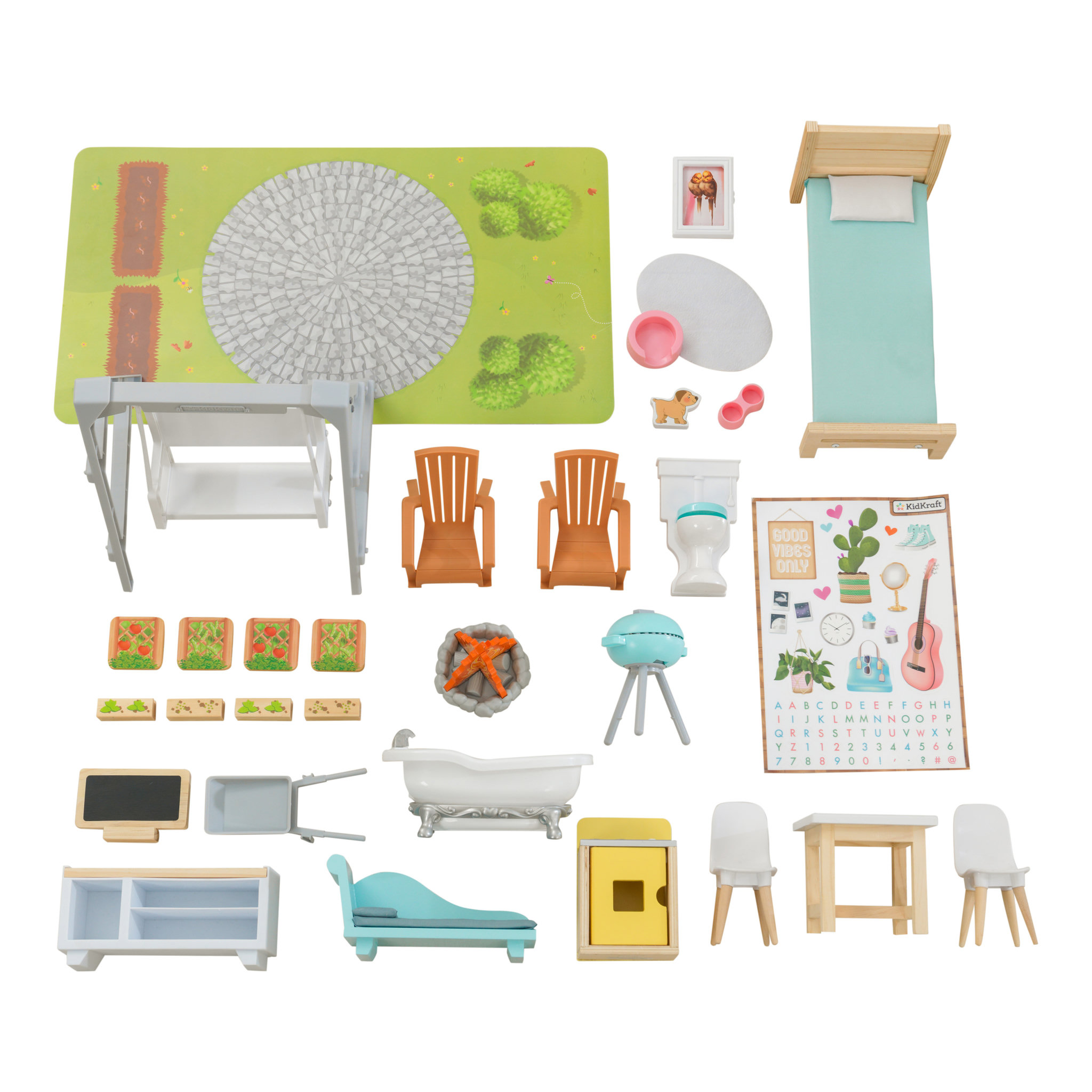 Voir la diapositive 3 : Kidkraft Maison Hallie en bois pour poupées de 30 cm
