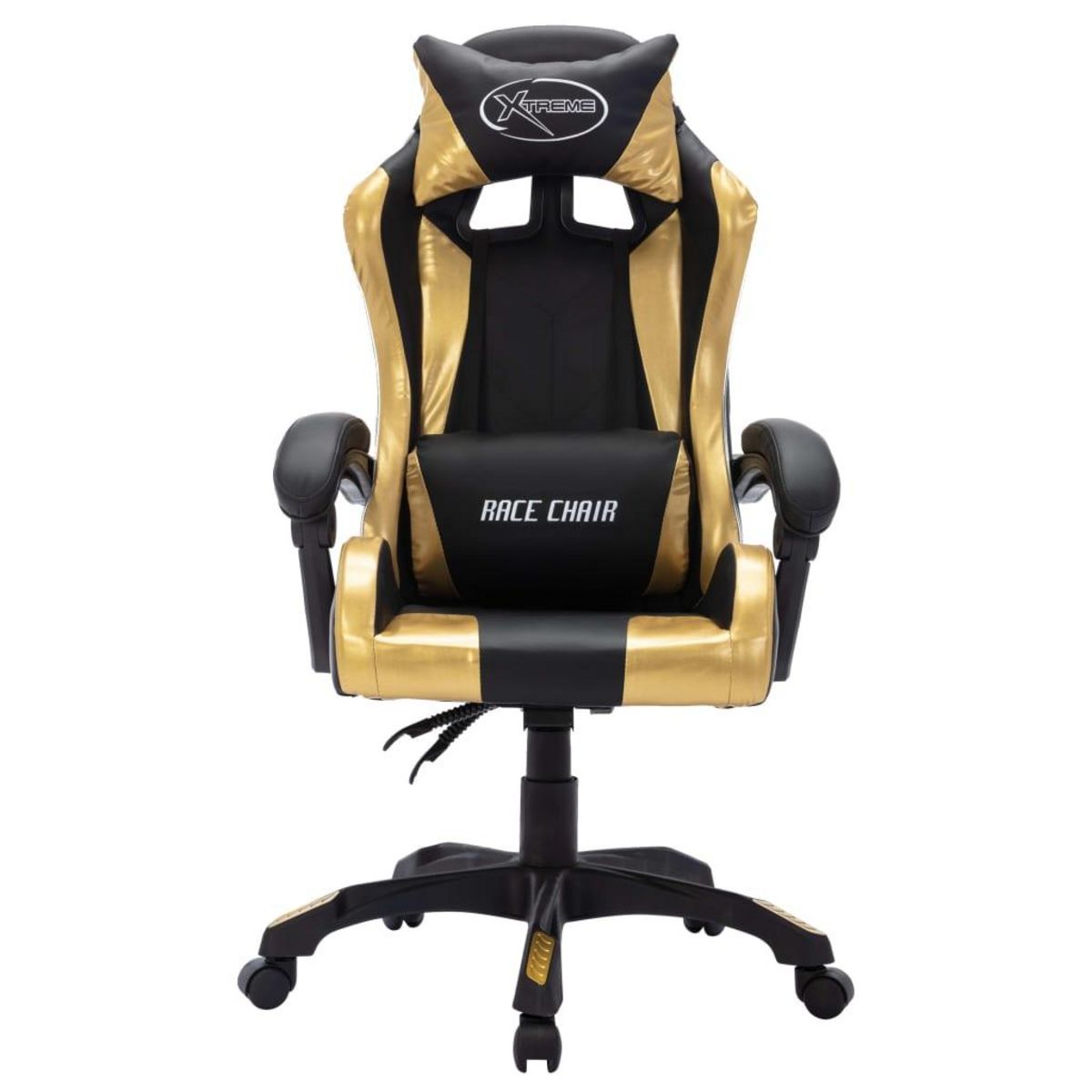 VIDAXL Fauteuil de jeux video avec LED RVB Dore et noir Similicuir