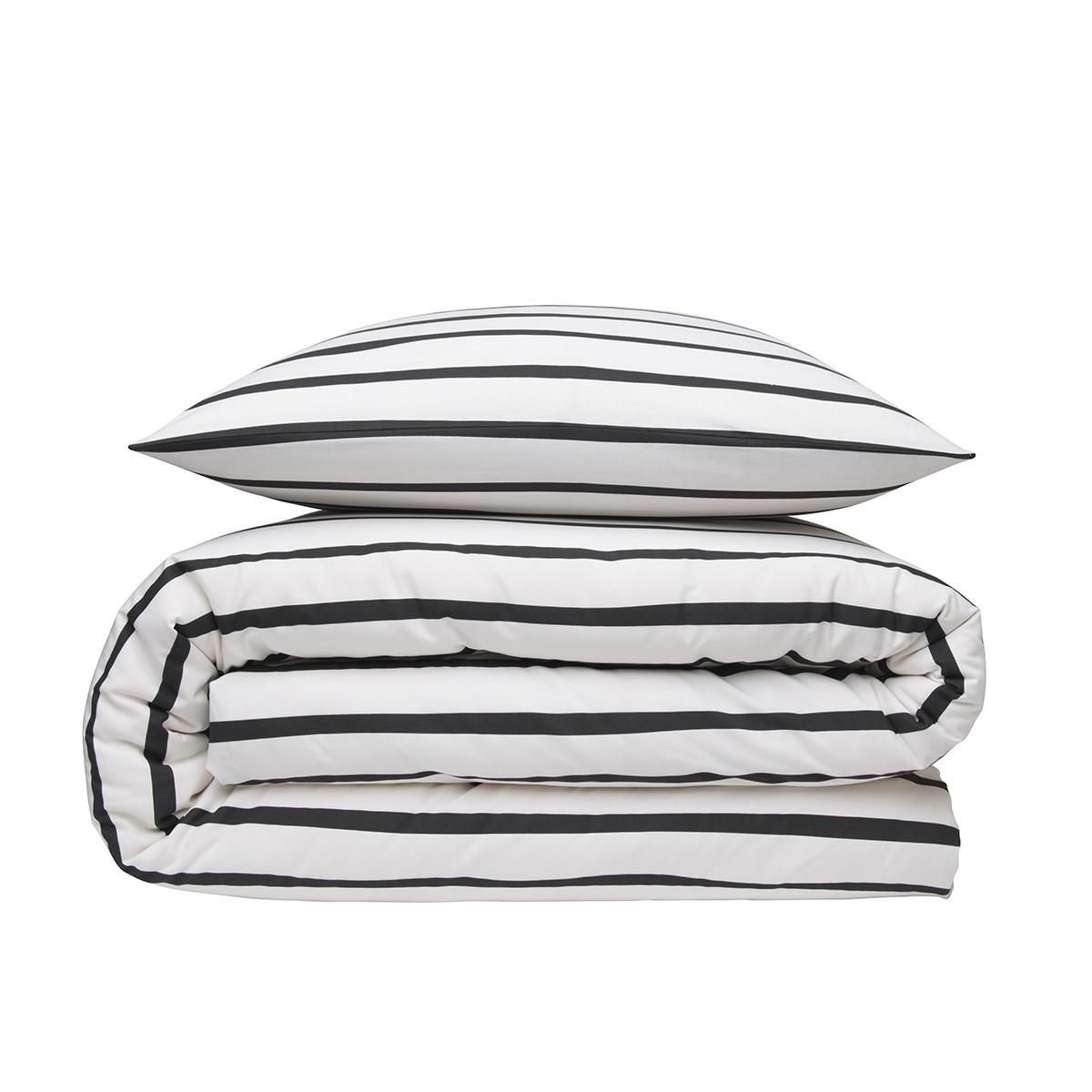 FUTURE HOME Parure de lit 2 personnes à rayures en polycoton