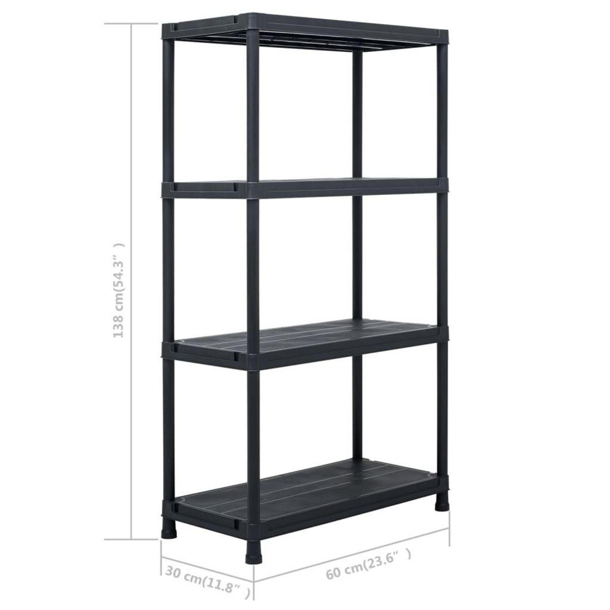 VIDAXL Etagere de rangement Noir 100 kg 60x30x138 cm Plastique