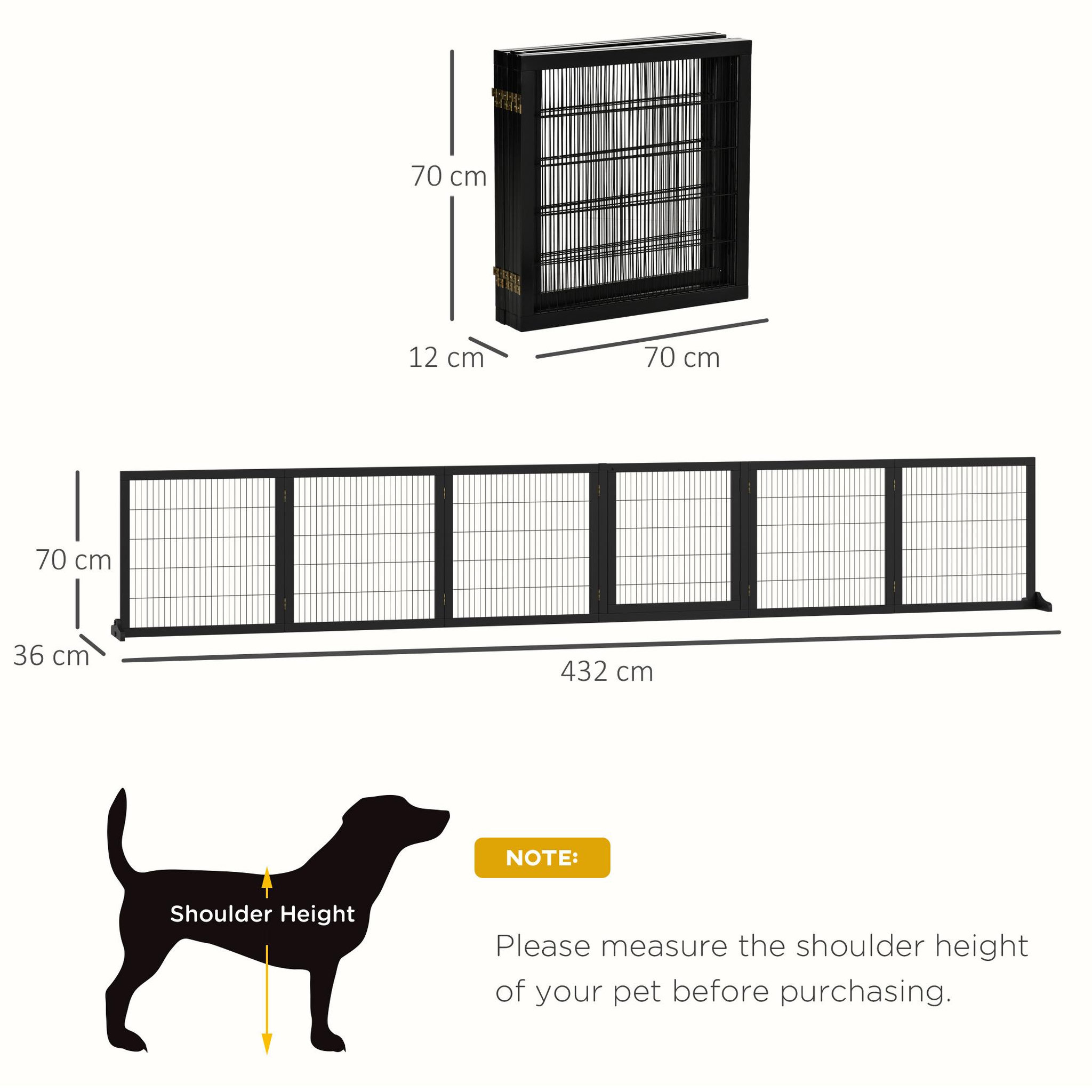 Voir la diapositive 3 : PAWHUT Barrière de sécurité parc enclos chien modulable pliable porte verrouillable intégrée 5 panneaux grillage acier noir bois de pin noir