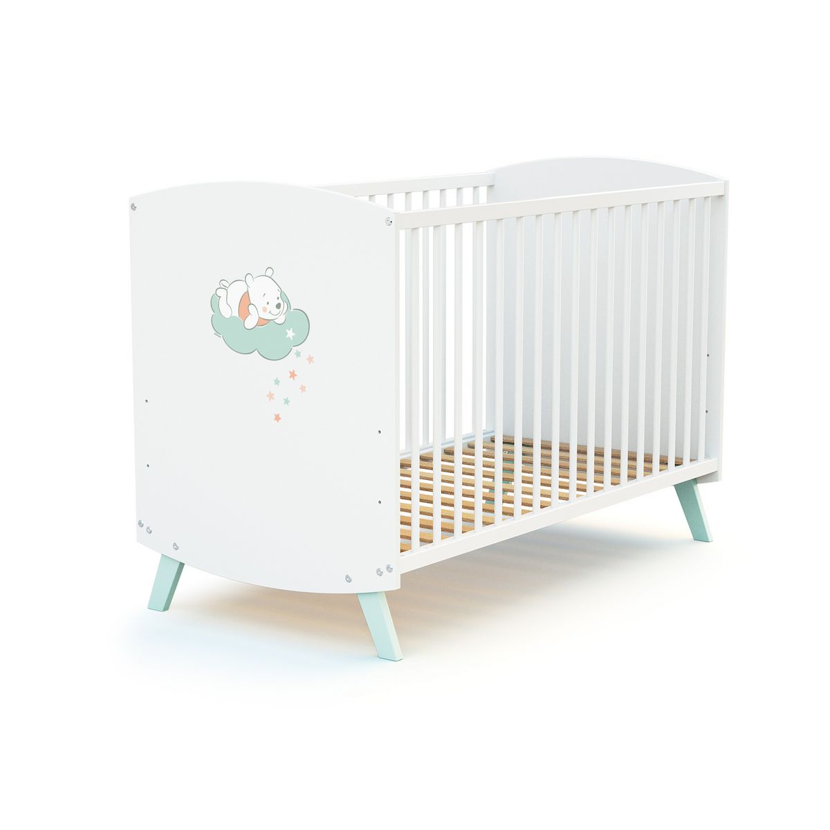 AT4 Lit bébé 60x120 cm WINNIE NUAGE DISNEY Blanc