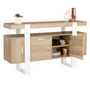 Voir la diapositive 4 : ID MARKET Buffet 140 cm PHOENIX 4 portes bois et blanc