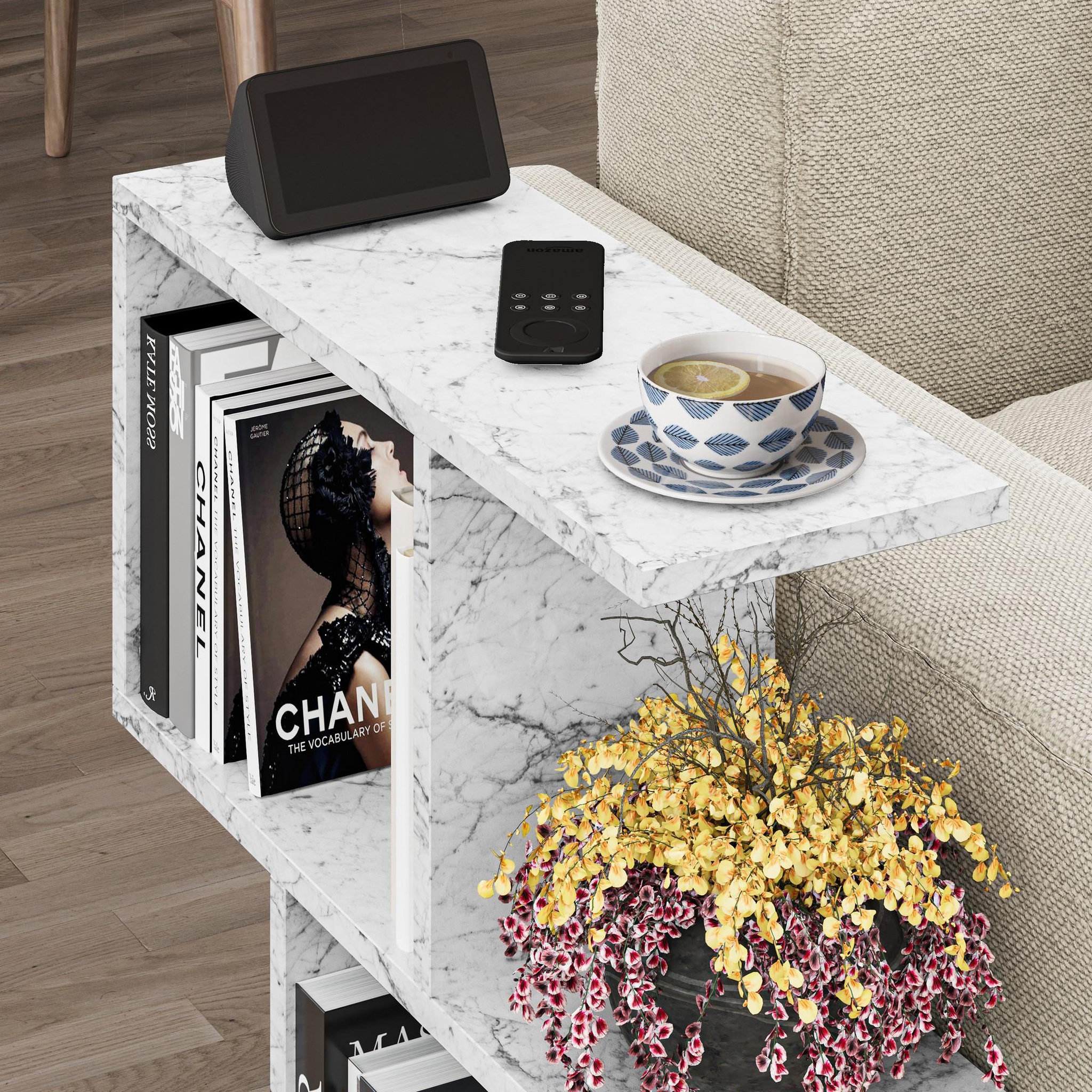 Voir la diapositive 4 : Habitat et Jardin Table d'appoint en bois  Homemania  - 60 x 20 x 60 cm - Blanc marbré