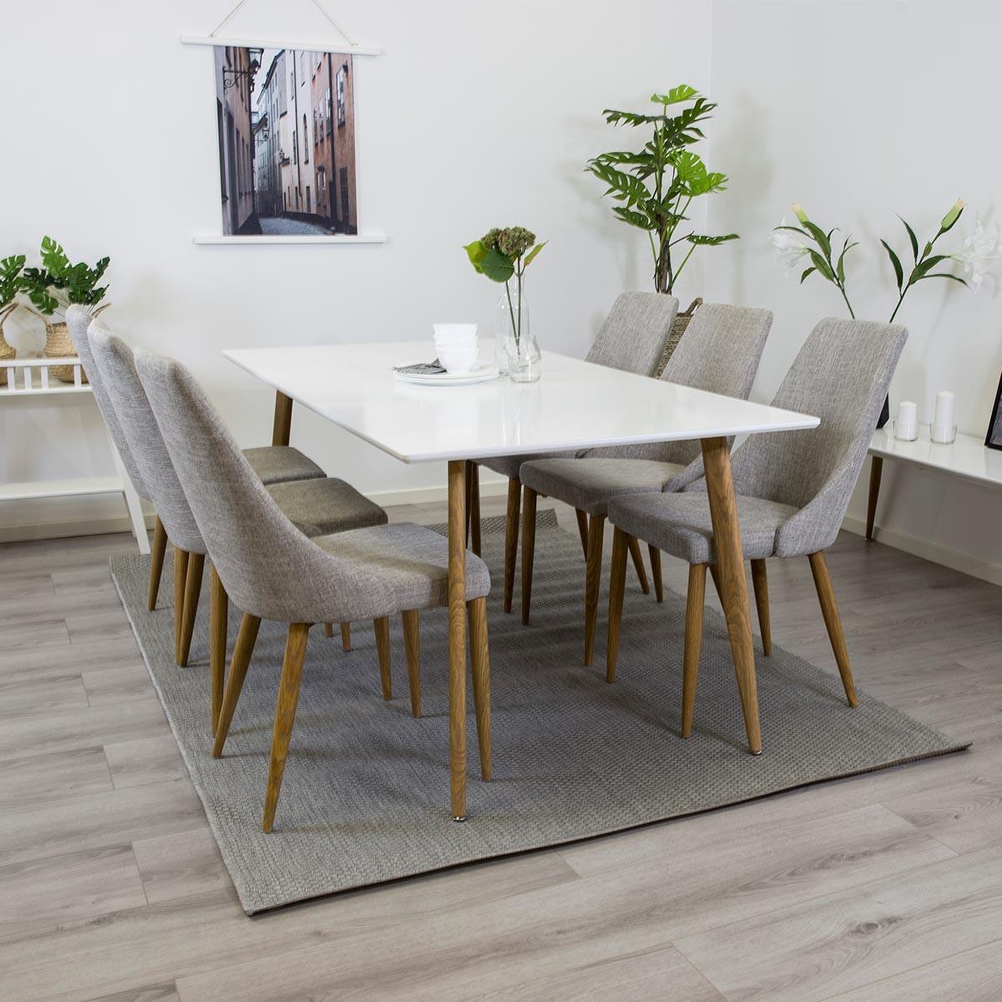 Voir la diapositive 2 : Paris Prix Table à manger  polar  180cm blanc & naturel