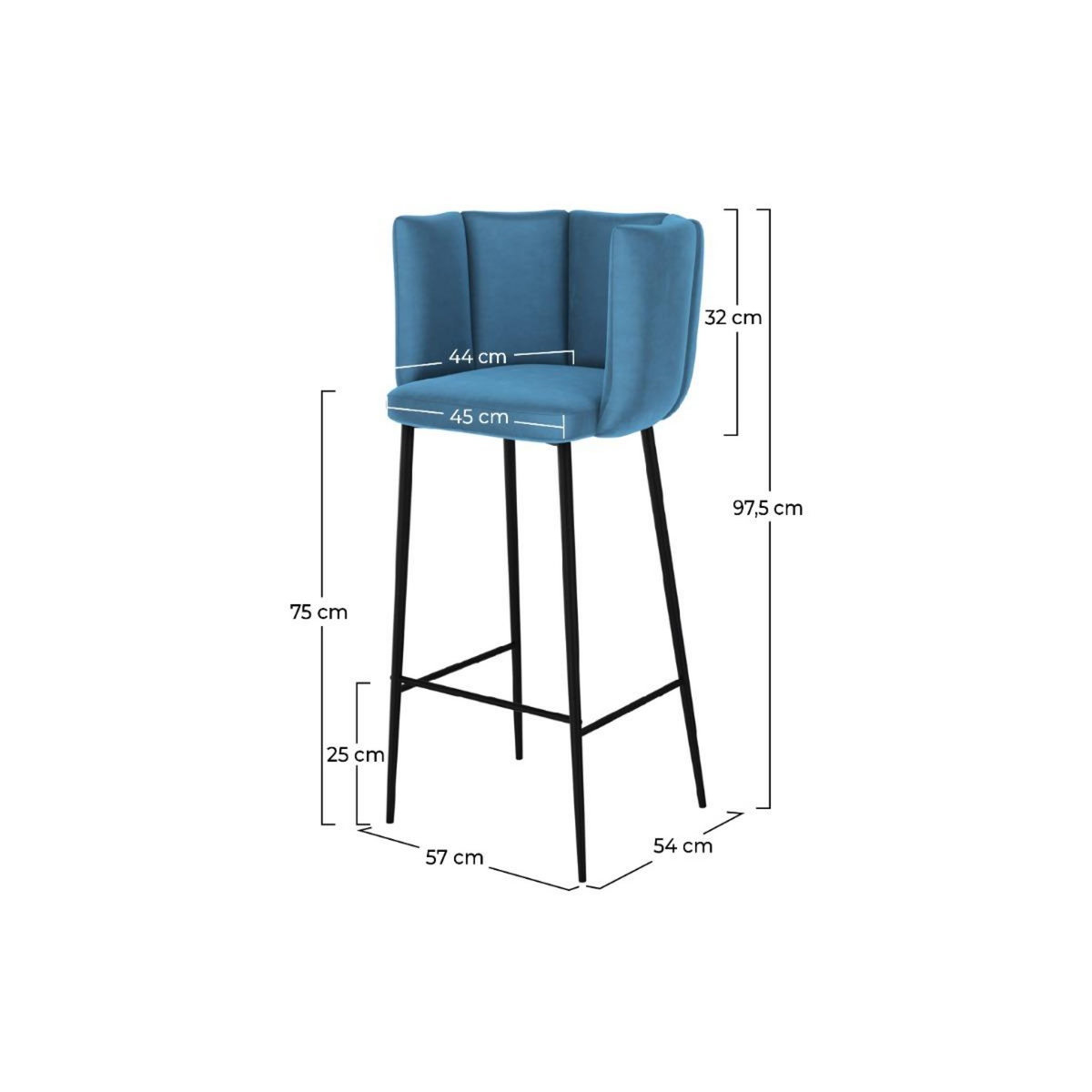 Rendez vous déco Lot de 2 chaises de bar en velours noir 75 cm - Rosy