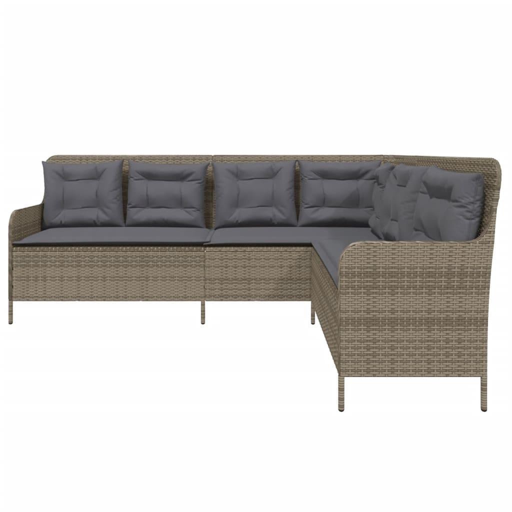 Voir la diapositive 4 : VIDAXL Canape de jardin avec coussins forme de L gris resine tressee