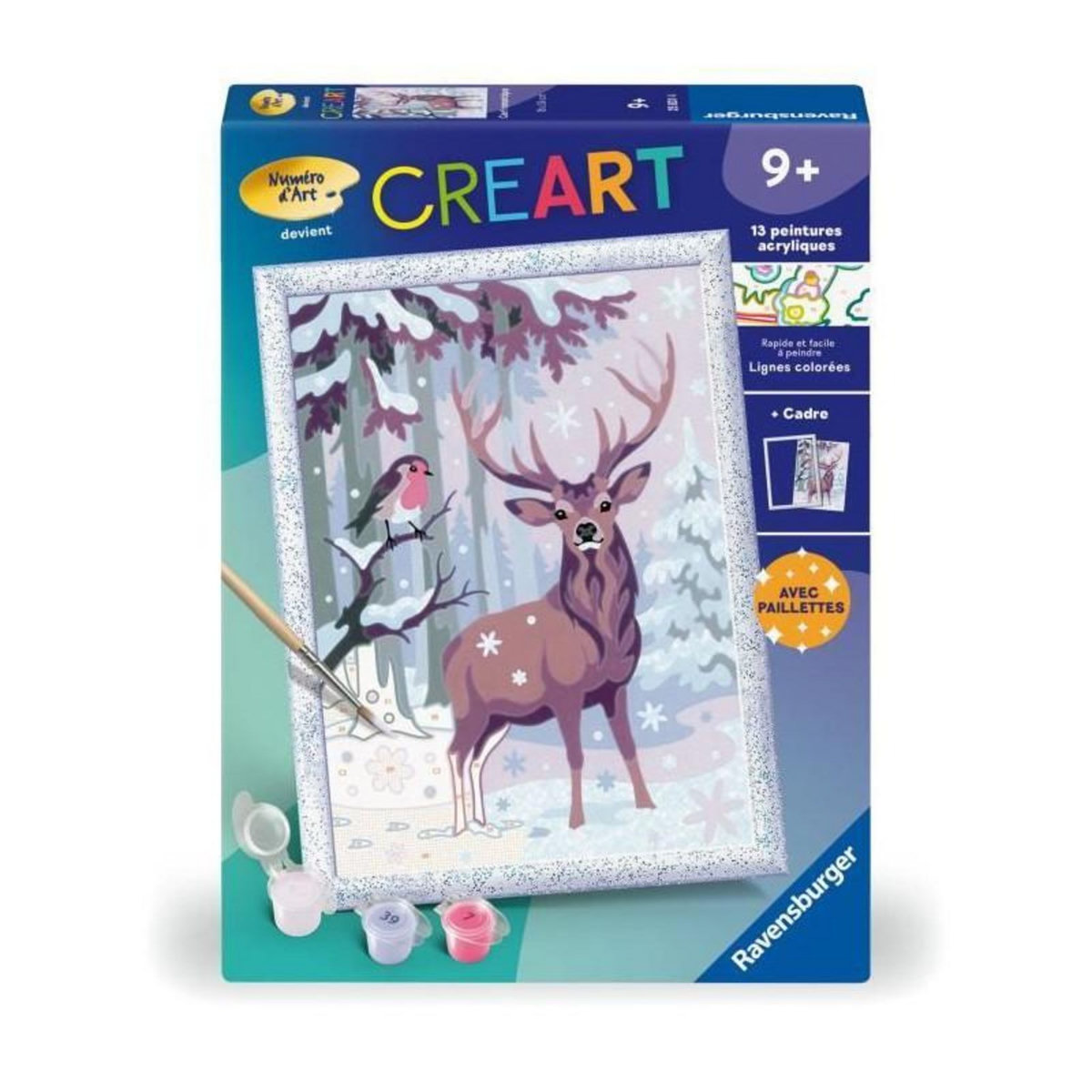 RAVENSBURGER CreArt Kids 18x24cm Cerf romantique, Kit de peinture par numéros Numéro d'Art, Des 9 ans, 25831, Ravensburger