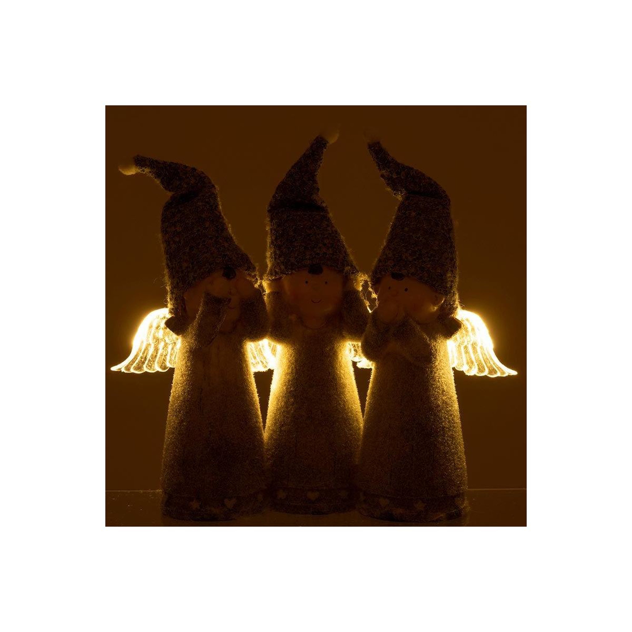 Voir la diapositive 3 : J-LINE Statuette Déco Led  3 Anges  28cm Gris