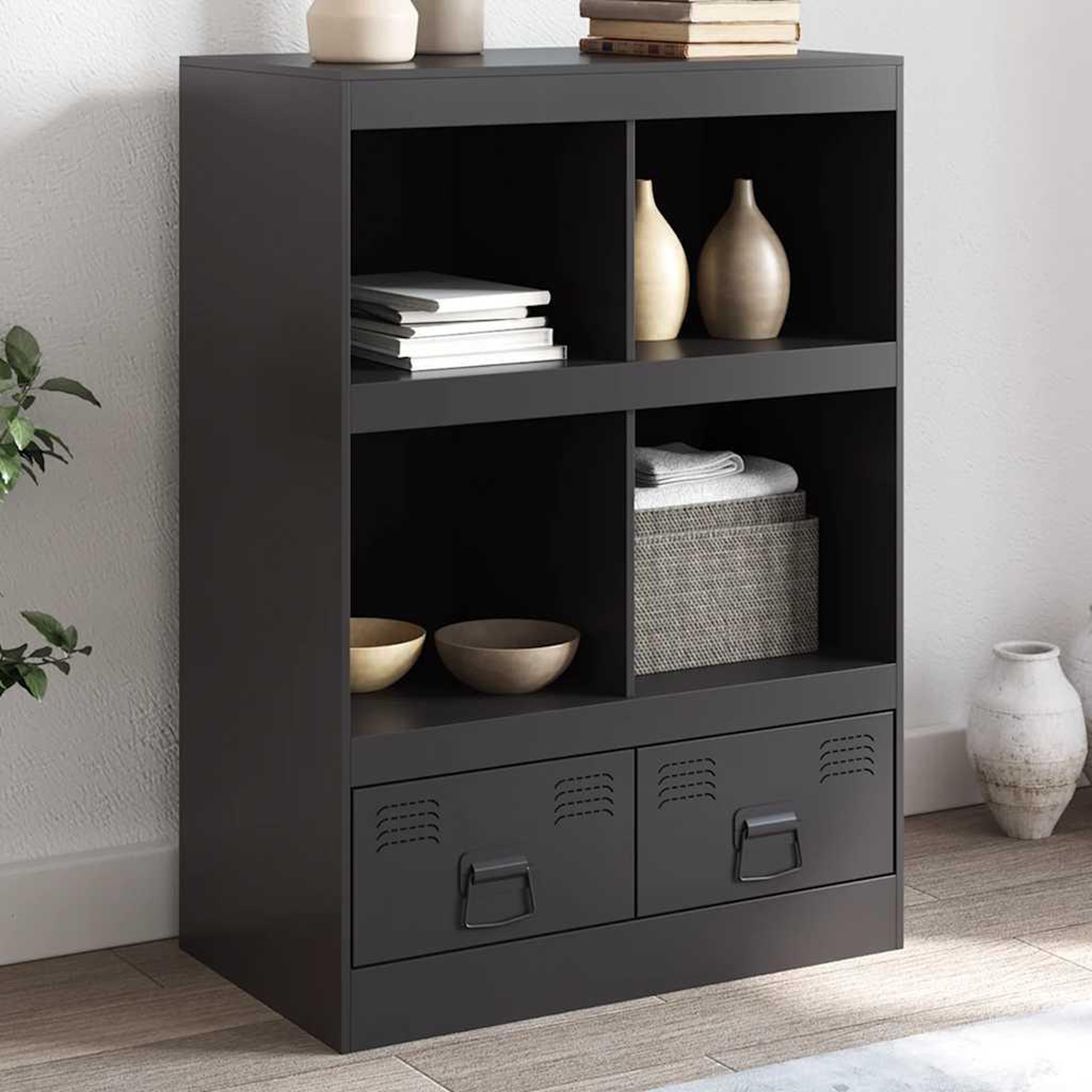VIDAXL Buffet haut noir 67x39x95 cm acier