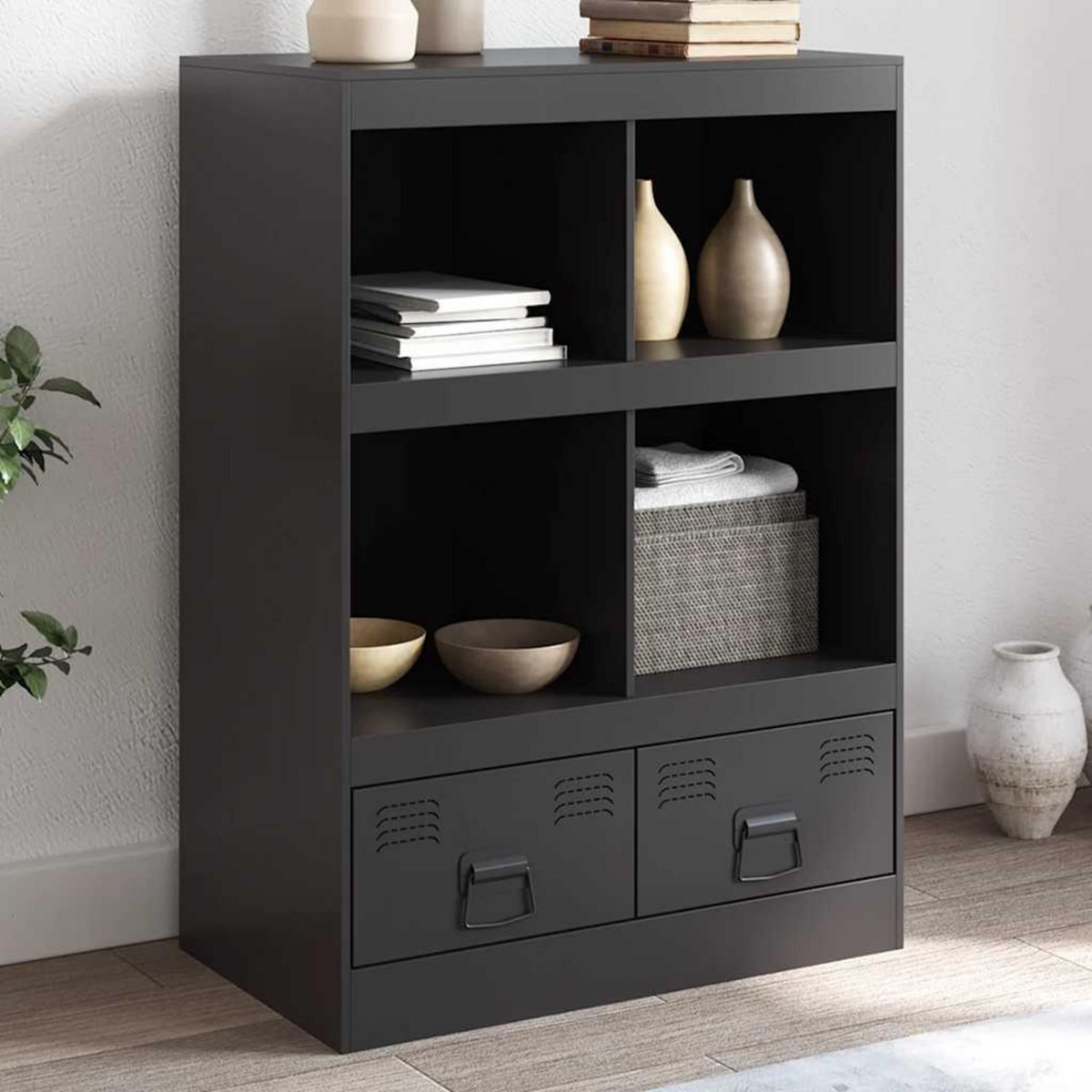 VIDAXL Buffet haut noir 67x39x95 cm acier