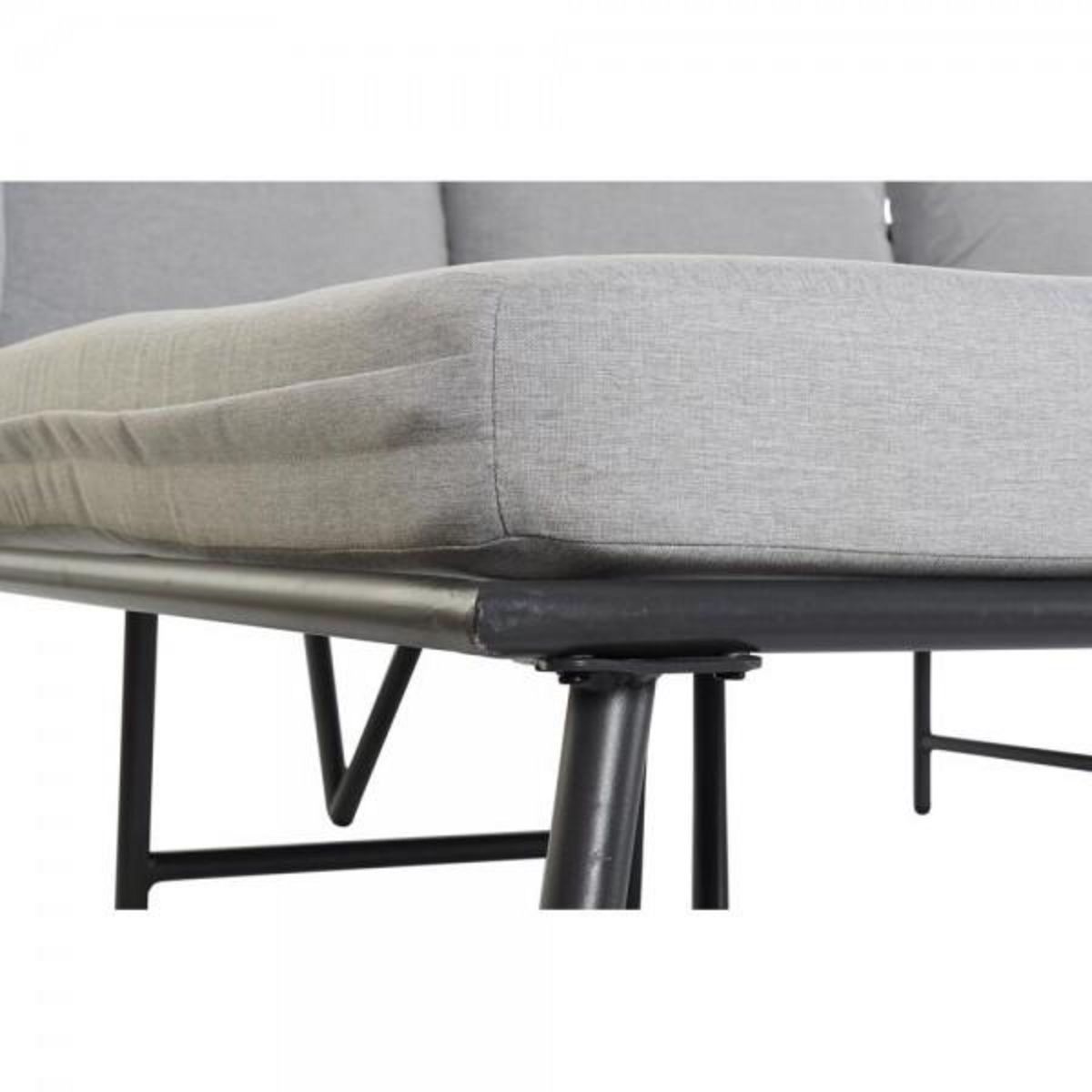 MARKET24 Canapé de jardin DKD Home Decor Noir Métal Aluminium Corde 30 x 40 cm 192 x 163 x 86 cm