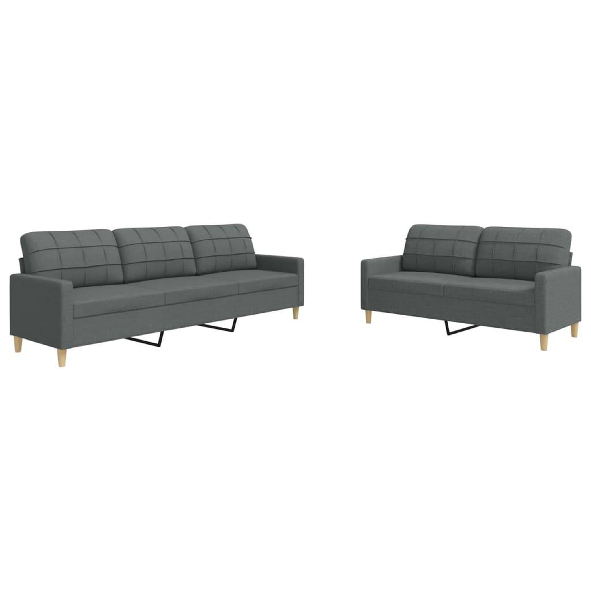 Voir la diapositive 2 : VIDAXL Ensemble de canapes 2 pcs gris fonce tissu