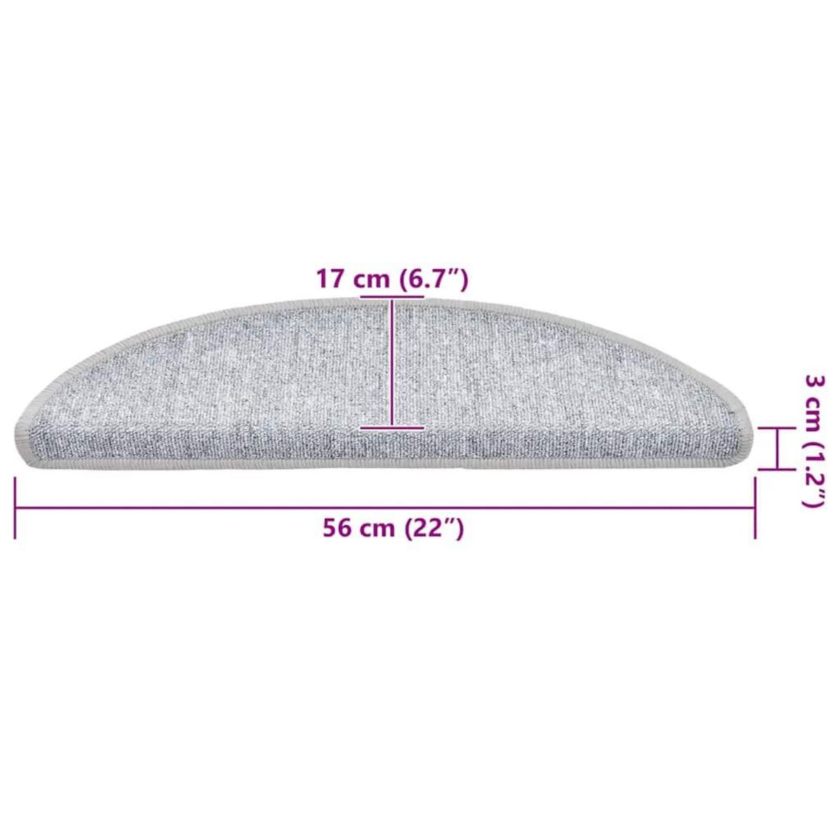 VIDAXL Tapis d'escalier 30 pcs gris clair 56x17x3 cm