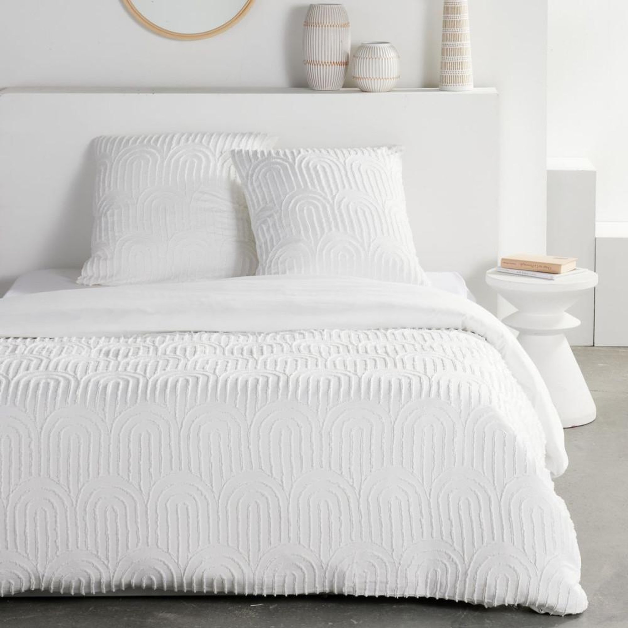 Today Parure de lit - TODAY - Essential - 2 personnes - 220 x 240 cm - Effet tufté graphique blanc