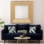 Voir la diapositive 5 : ATMOSPHERA Coussin Déco Rayé en Velours  Nelya  14x40cm Bleu