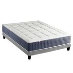 IDLITERIE Ensemble Matelas Ressort 7 zones + Mémoire de forme + Sommier KING STYLE Fabriqué en France. Coloris disponibles : Gris, Noir