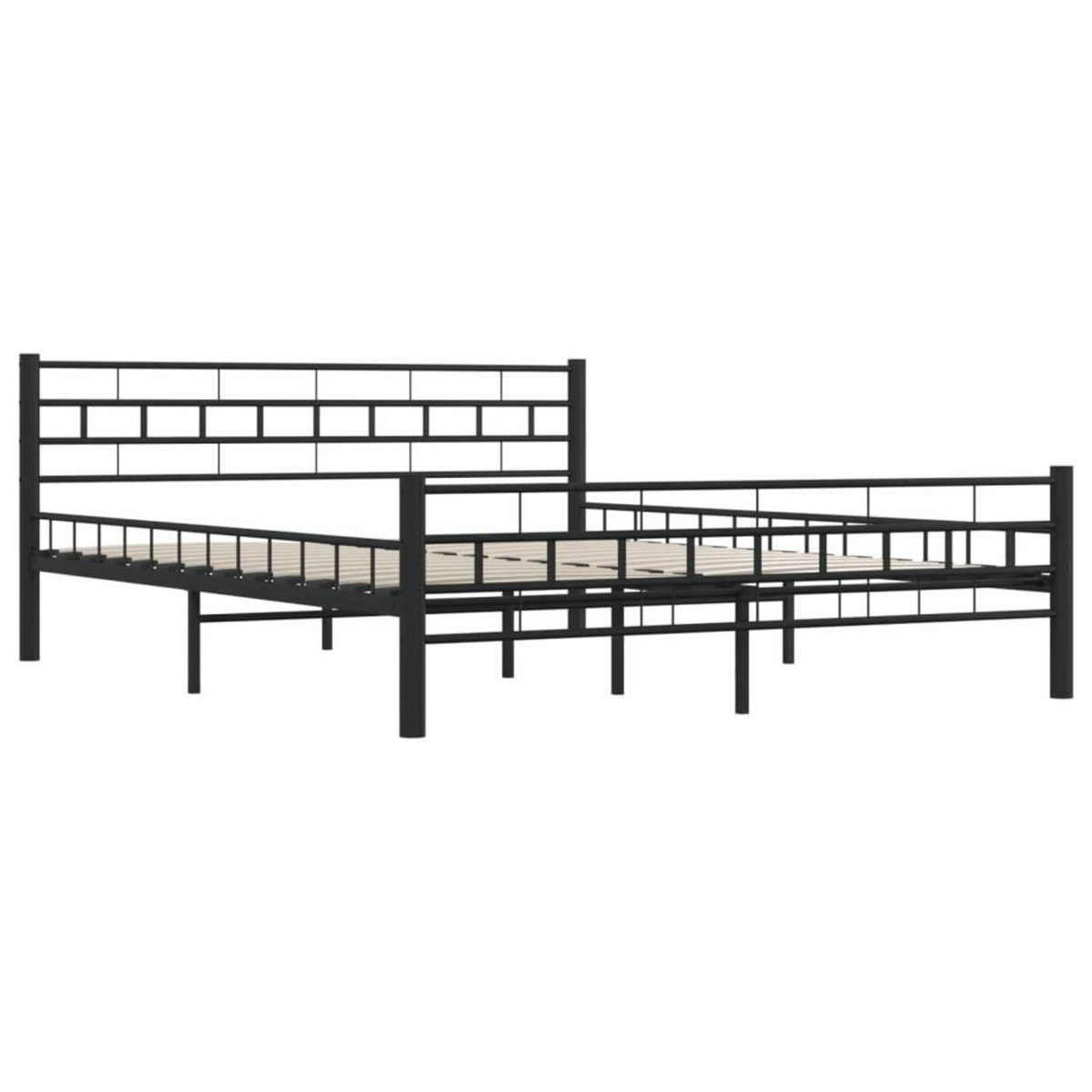 VIDAXL Cadre de lit sans matelas et tete de lit noir 160x200 cm acier