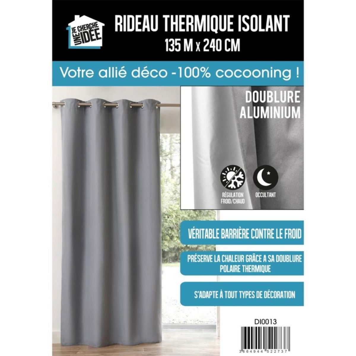 The Home Deco Factory Rideau isolant polaire 135x240 cm gris foncé