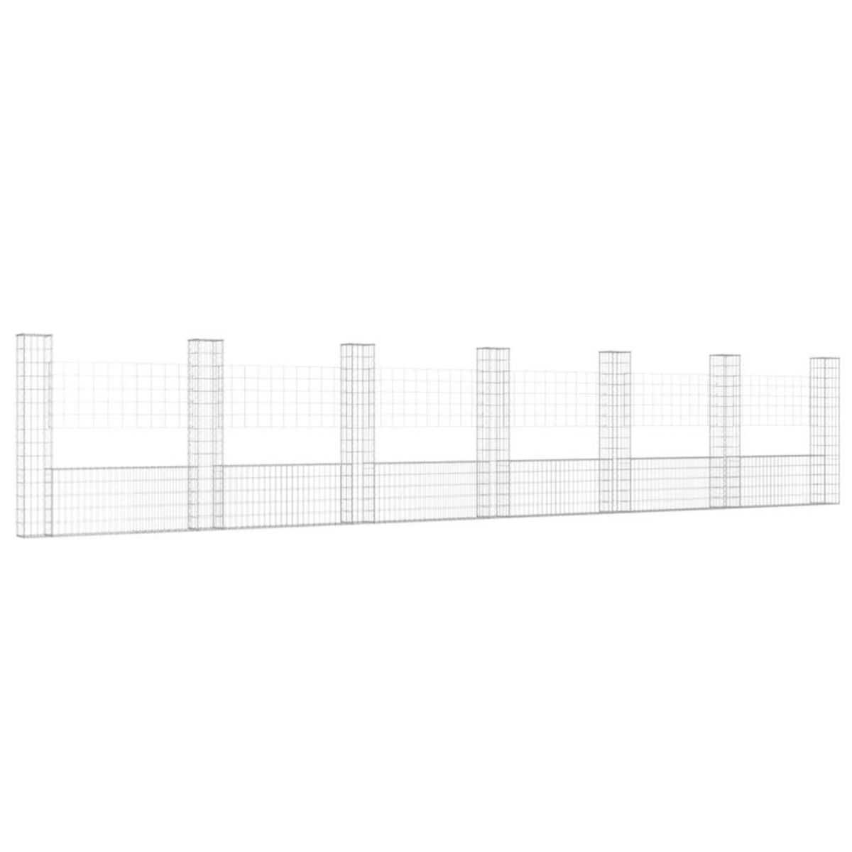 VIDAXL Panier de gabion en forme de U avec 7 poteaux Fer 740x20x150 cm