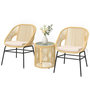 Voir la diapositive 5 : OUTSUNNY Salon de jardin style Acapulco 2 places 3 pièces acier coussin résine filaire beige