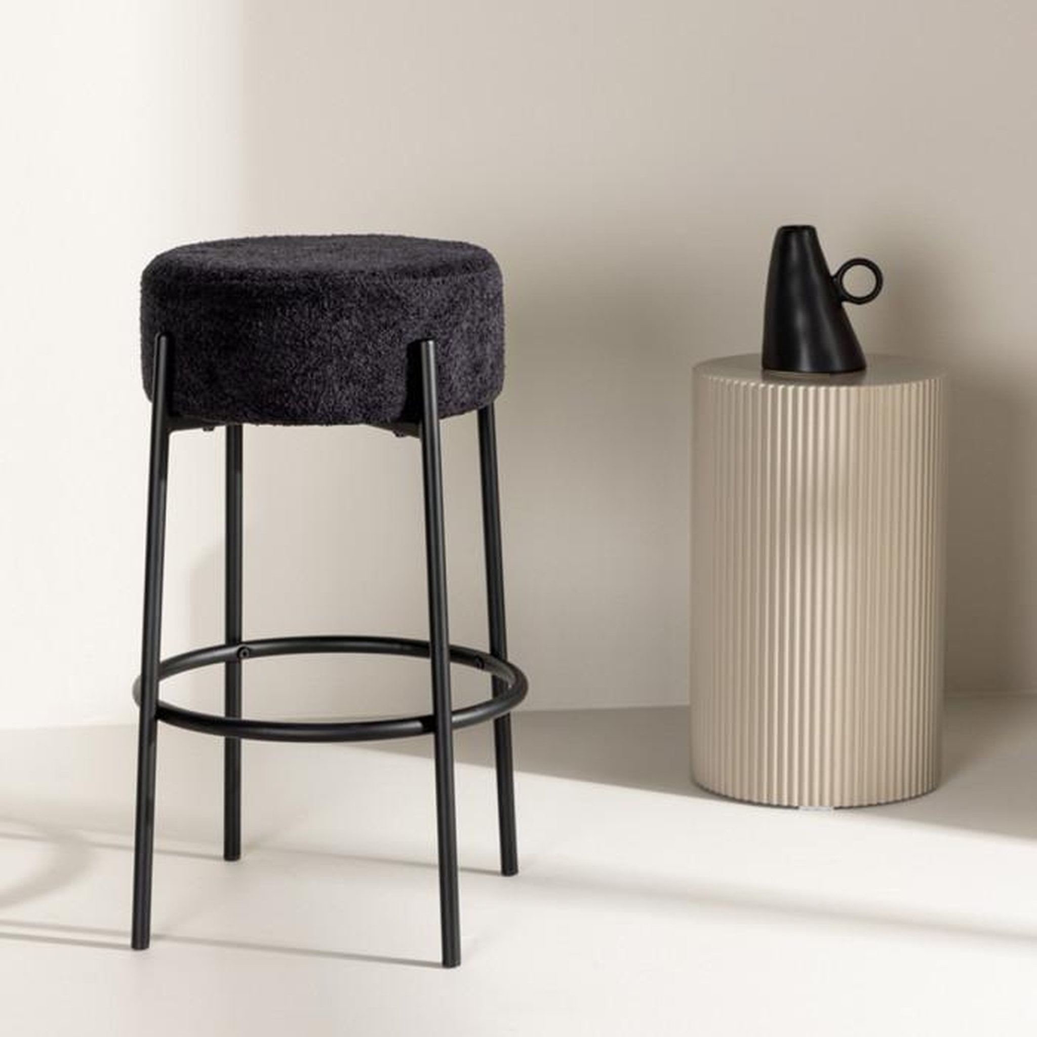 Voir la diapositive 5 : Paris Prix Tabouret de Bar Bouclette  Tucson  70cm Noir