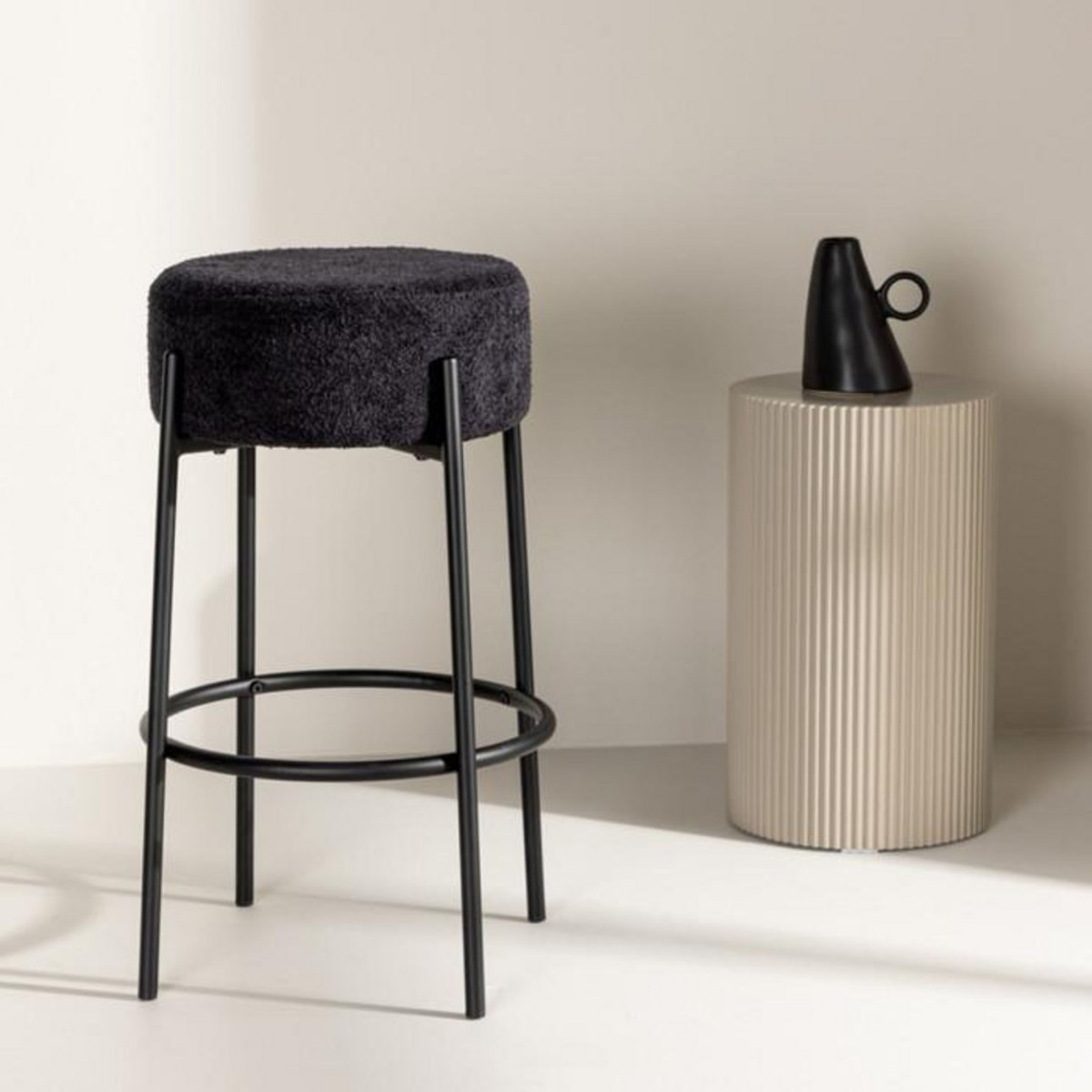 Paris Prix Tabouret de Bar Bouclette  Tucson  70cm Noir