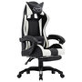 Voir la diapositive 1 : VIDAXL Fauteuil de jeux video et repose-pied Blanc et noir Similicuir