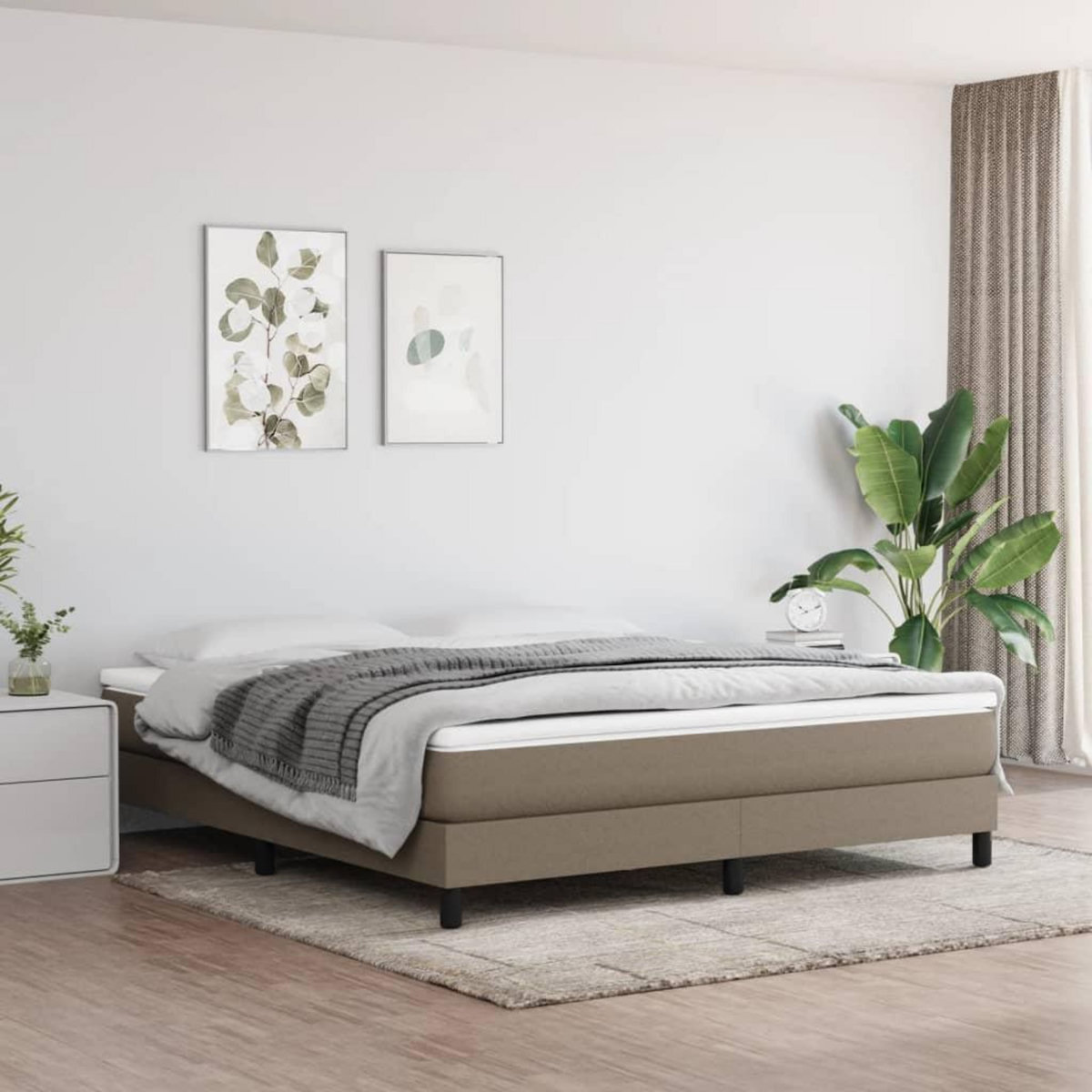 VIDAXL Matelas de lit a ressorts ensaches Taupe 180x200x20 cm Tissu
