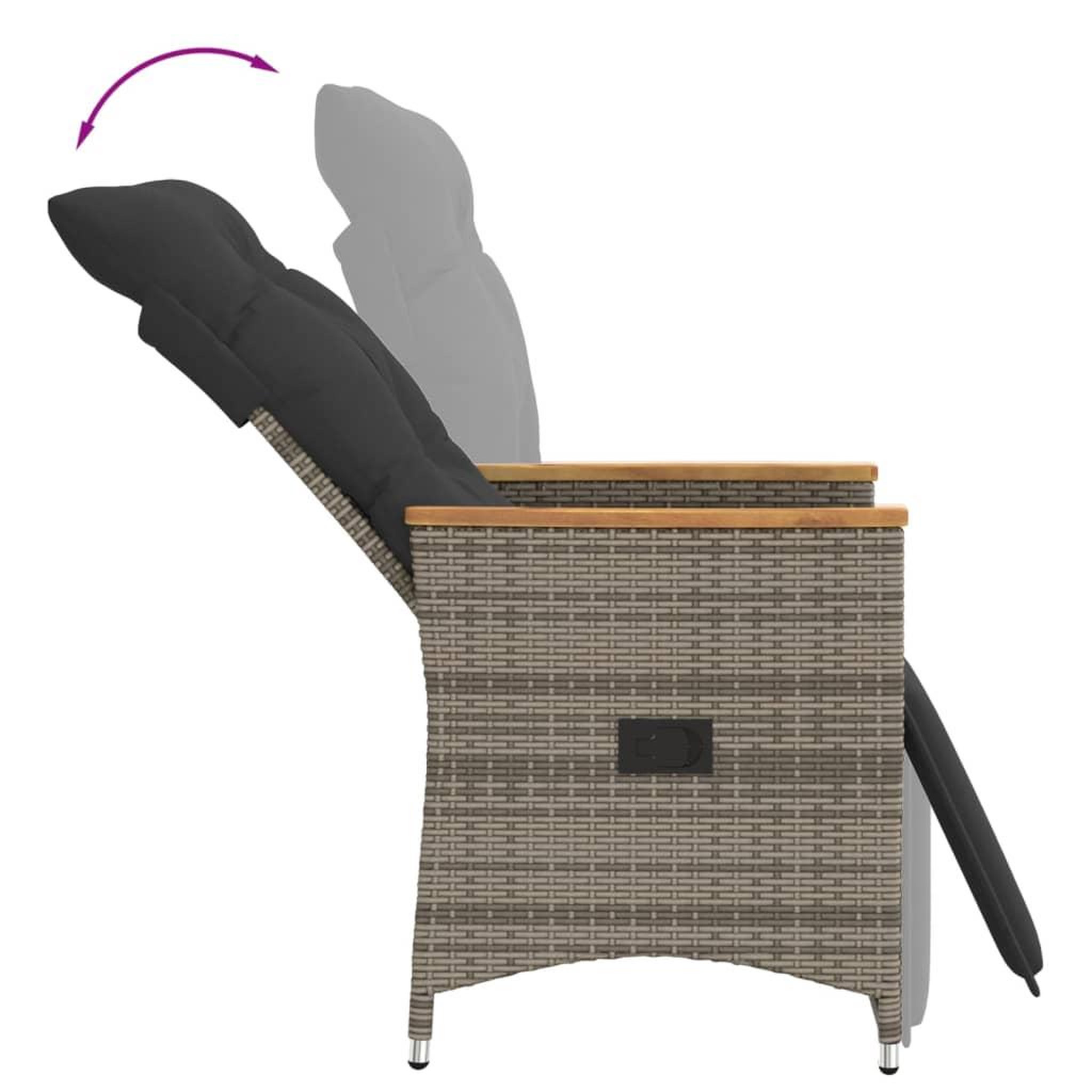 Voir la diapositive 5 : VIDAXL Ensemble de bistro 3 pcs avec coussins gris resine tressee