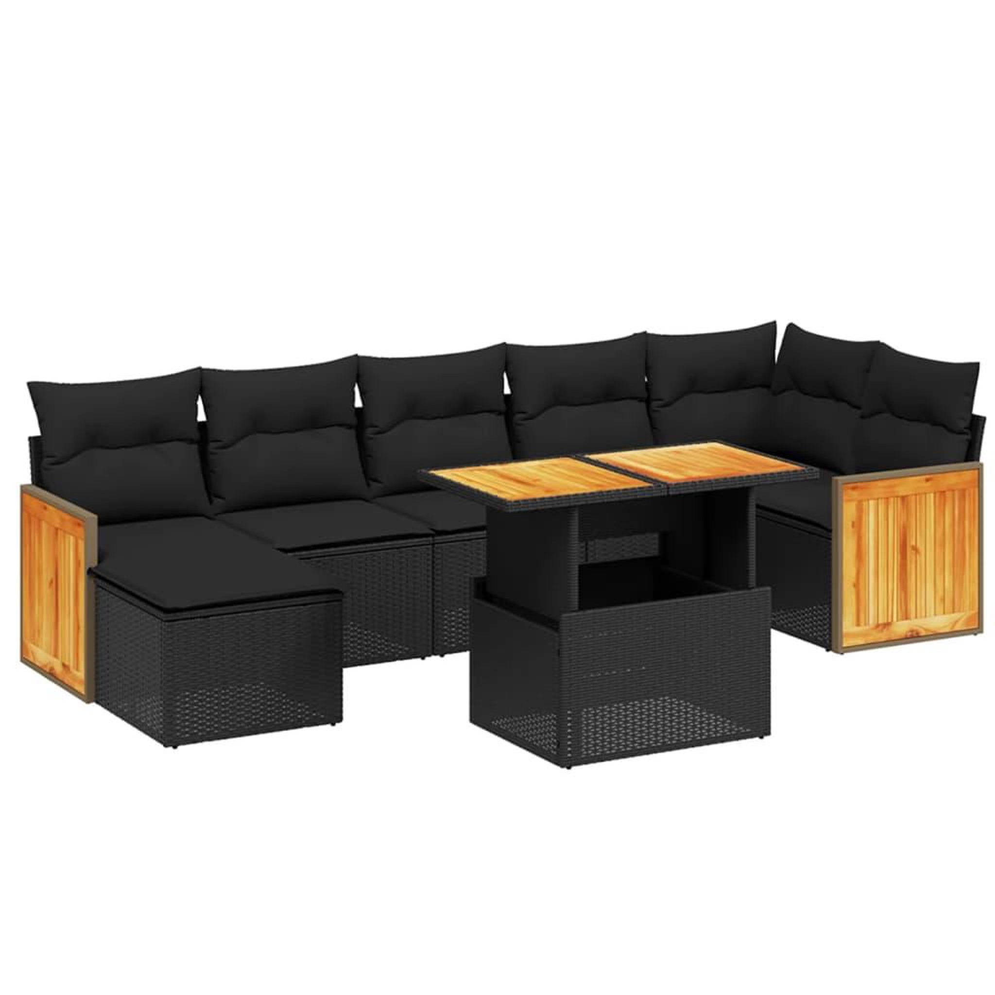 Voir la diapositive 2 : VIDAXL Salon de jardin 8 pcs avec coussins noir resine tressee