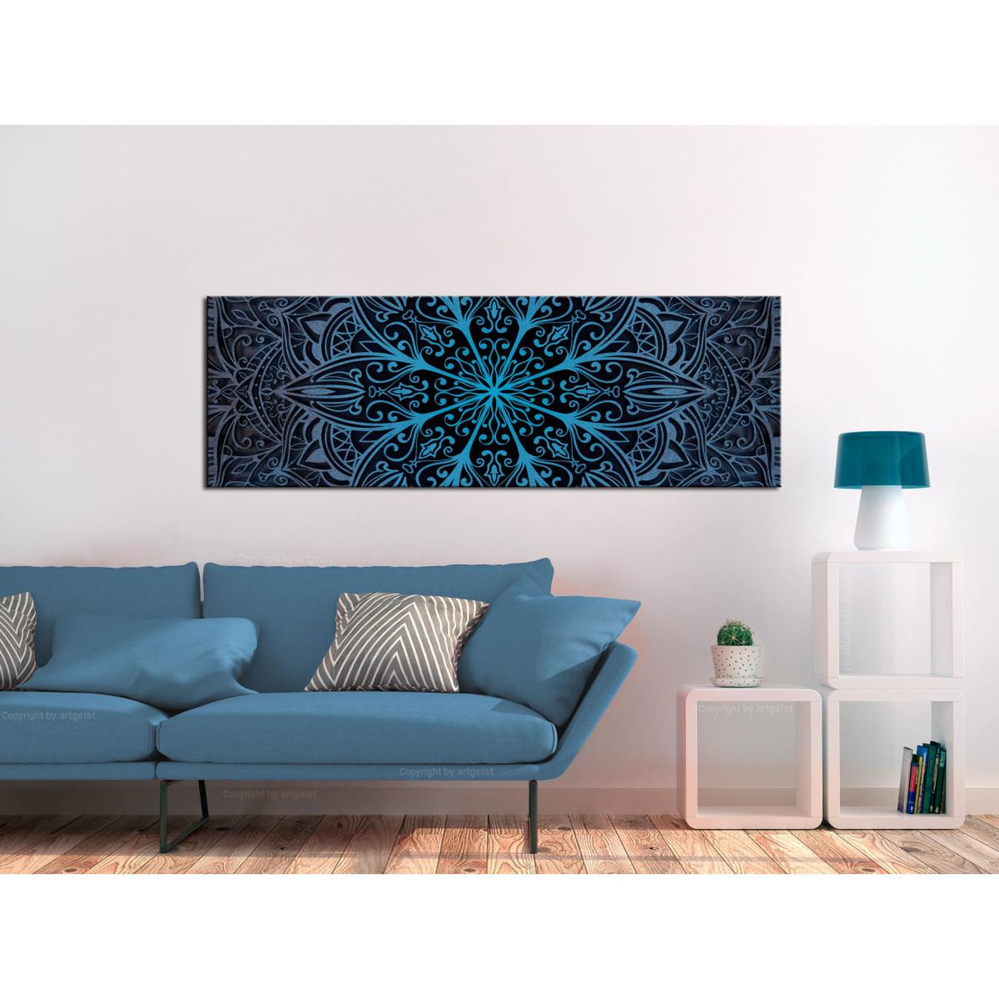 Voir la diapositive 2 : Paris Prix Tableau imprimé  feathers blue narrow