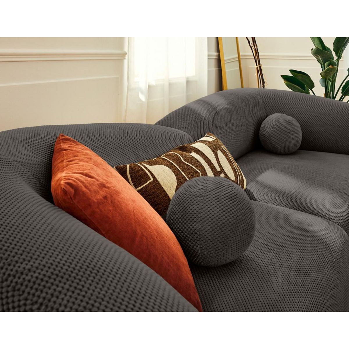 LISA DESIGN Charles - canapé droit 4 places en velours texturé