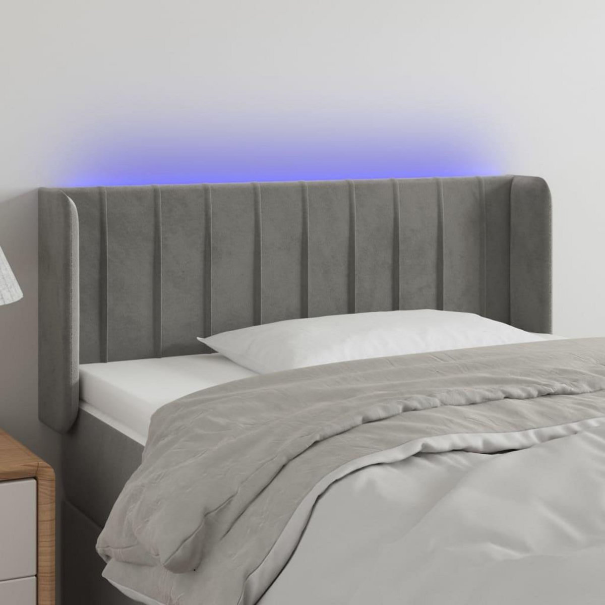 VIDAXL Tete de lit a LED Gris clair 83x16x78/88 cm Velours