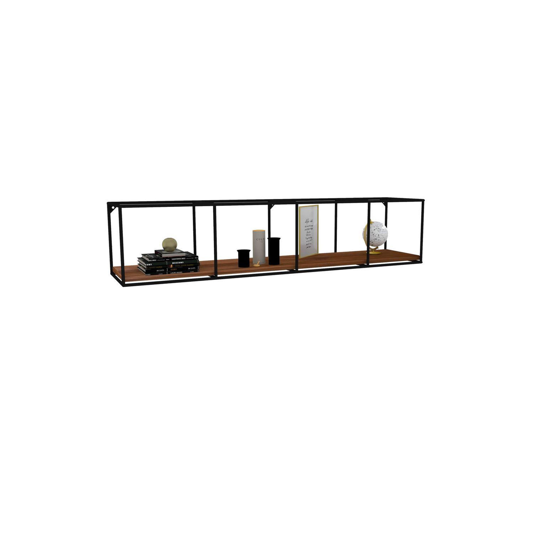 Voir la diapositive 6 : TOILINUX Etagère murale design industriel Miray - L. 120 x H. 30 cm - Noir