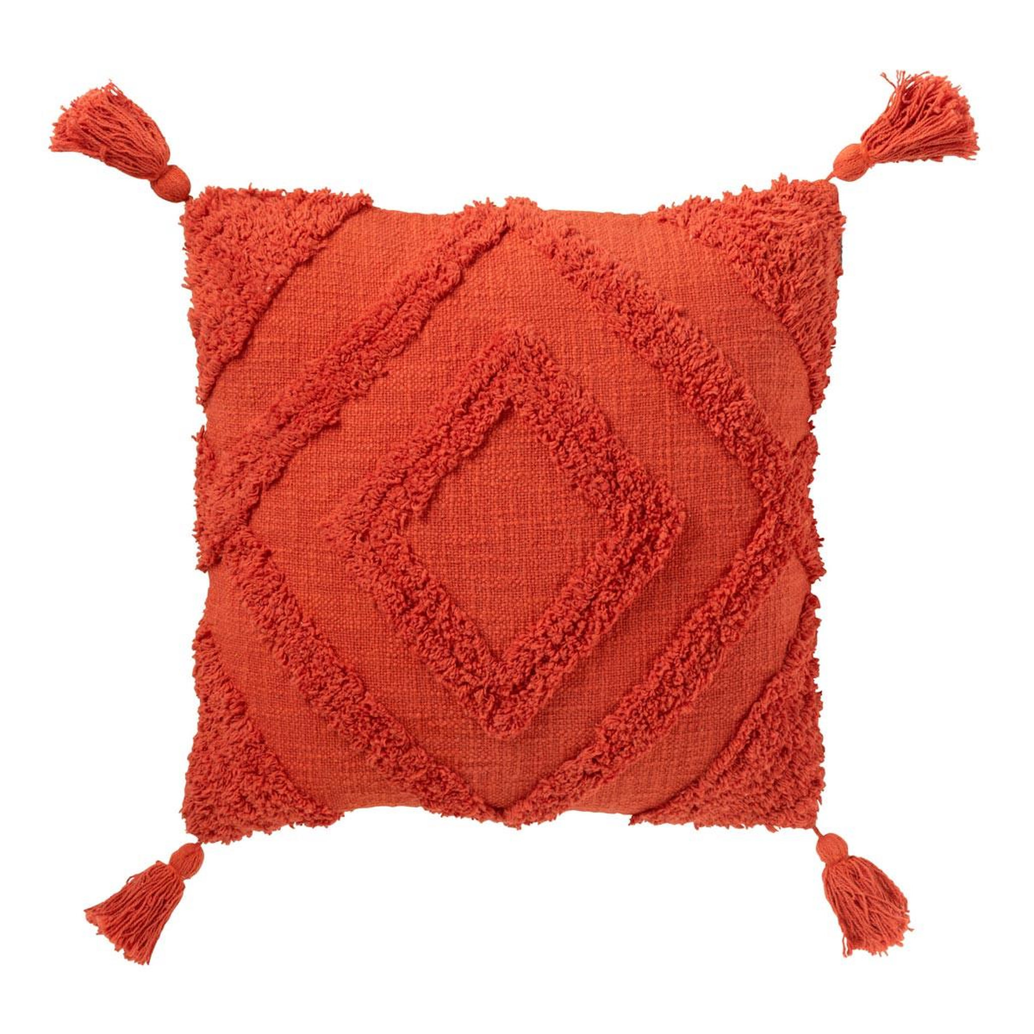 J-LINE Coussin déco tufté  efren  50x50cm rouge brique