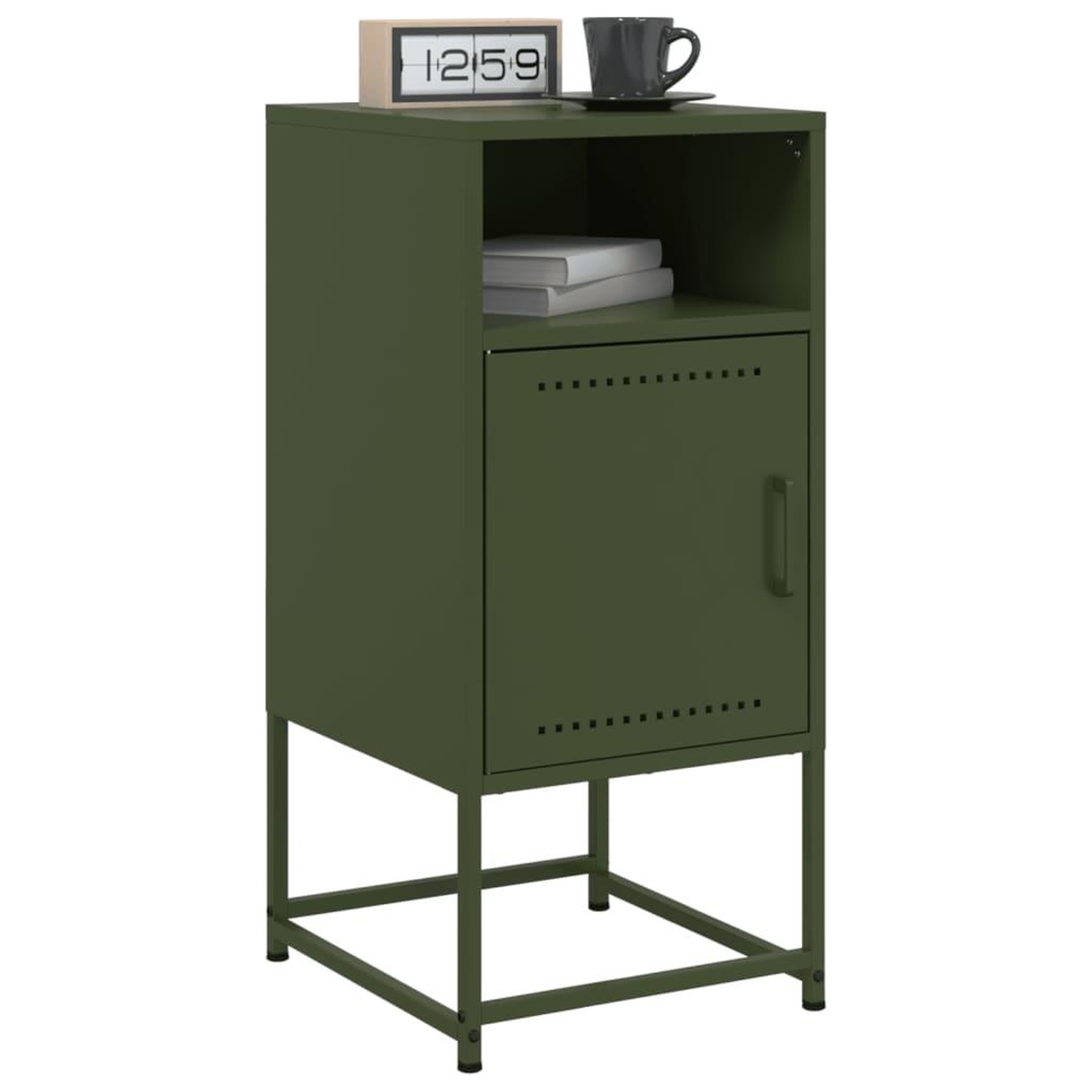 Voir la diapositive 4 : VIDAXL Table de chevet vert olive 36x39x78 cm acier
