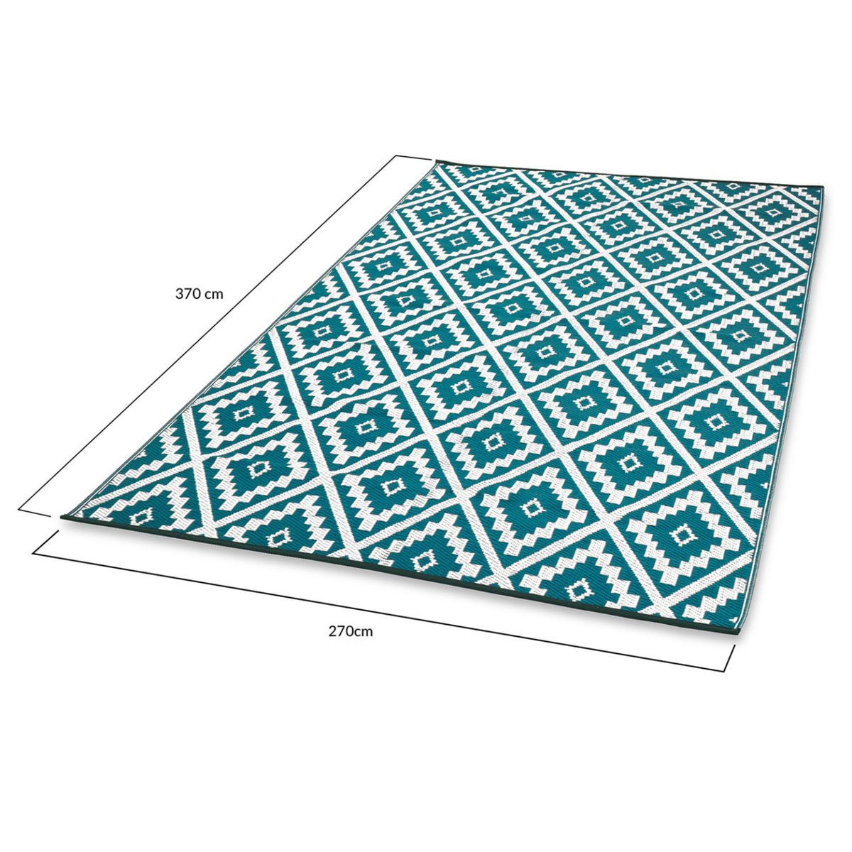 ID MARKET Tapis extérieur BAHAMAS bleu canard 270 x 370 CM
