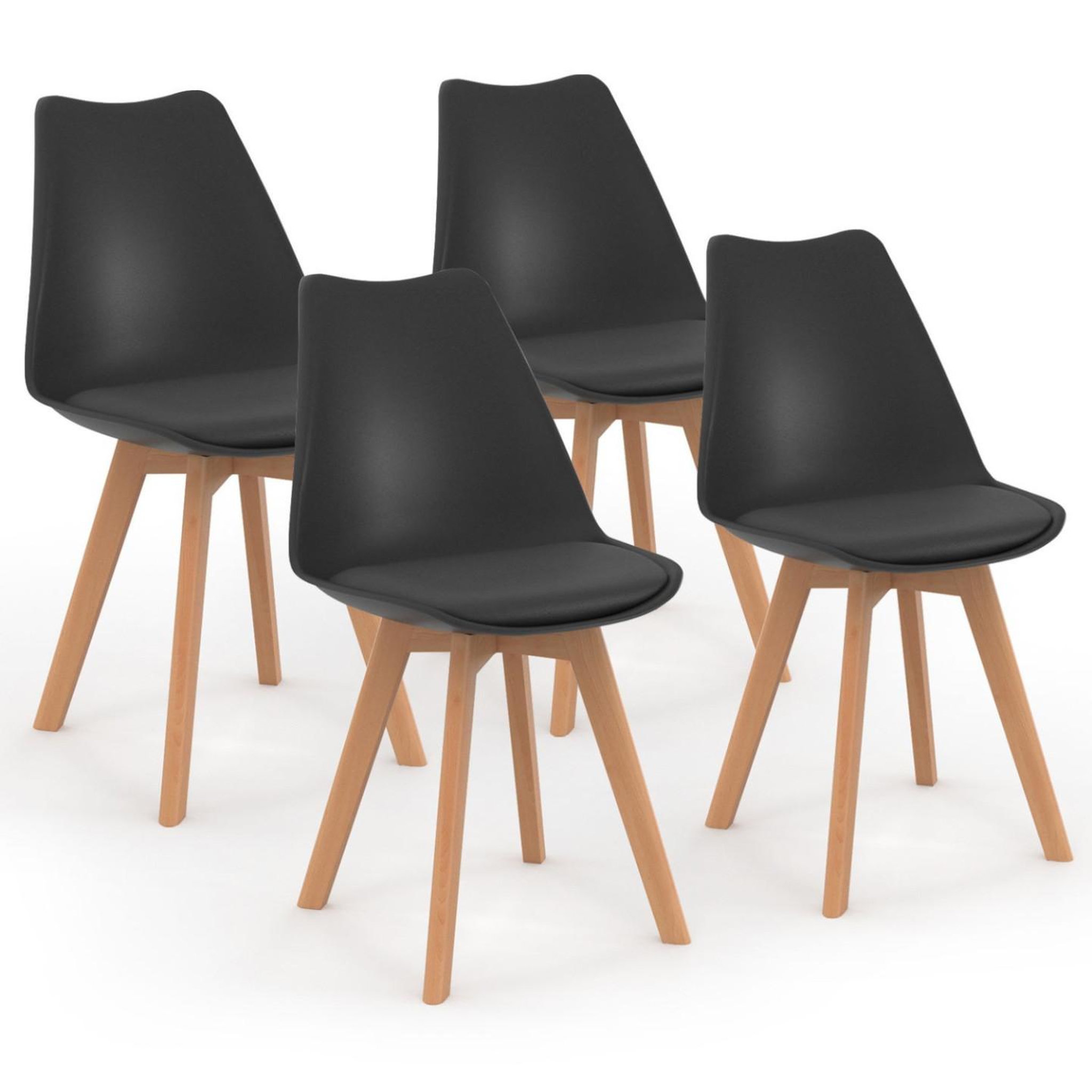 Voir la diapositive 4 : ID MARKET Ensemble table à manger ronde alix 110 cm bois et noir et 4 chaises sara noires