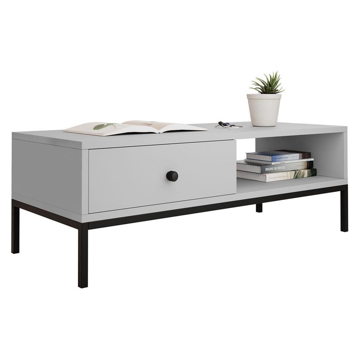 BEST MOBILIER Filipo - table basse - 1 tiroir et 1 niche - 90 cm