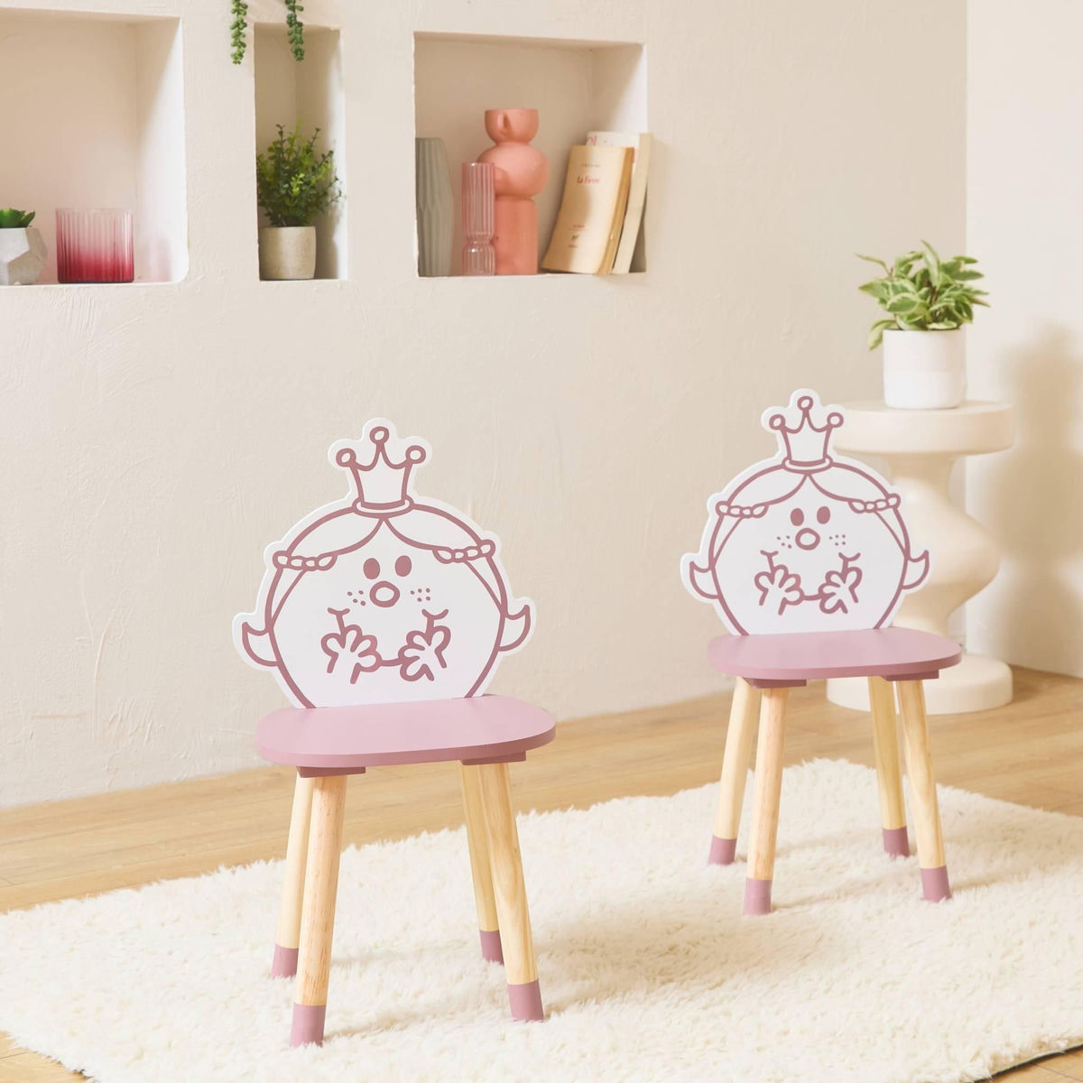 SWEEEK Lot de 2 chaises enfant collection Monsieur/Madame - Madame Princesse. rose