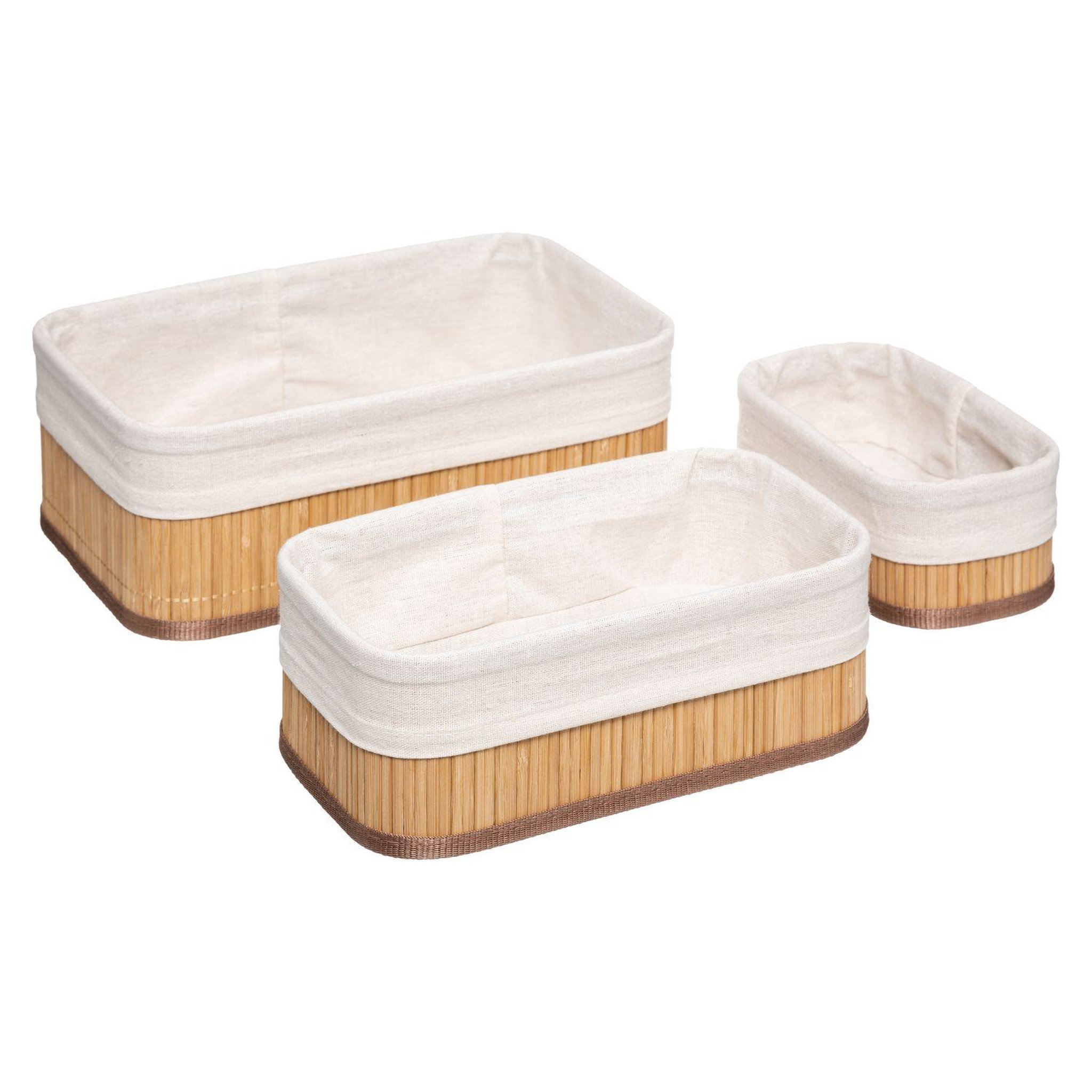 FIVE Lot de 3 paniers en bambou naturel et polyester