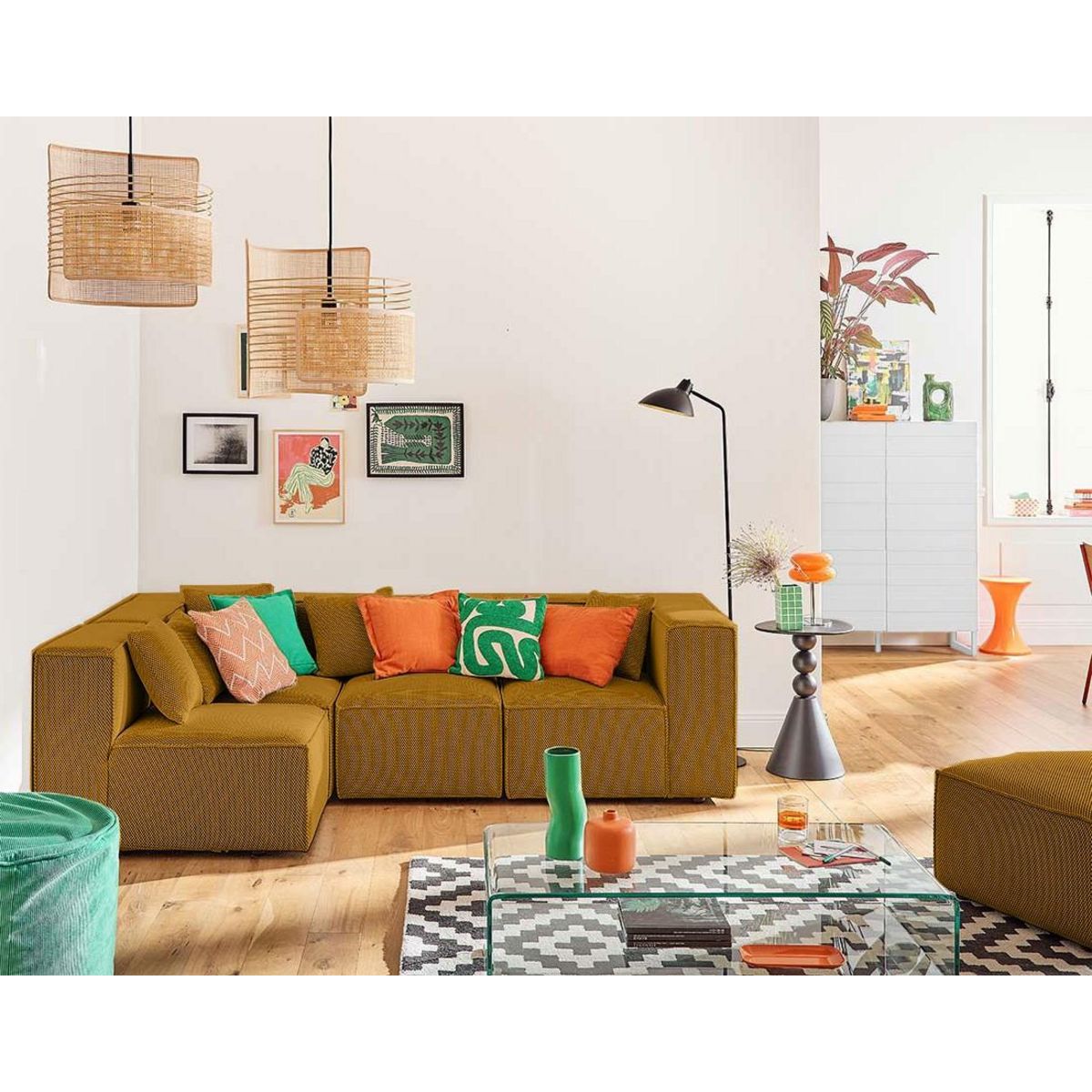 LISA DESIGN Arty - canapé modulable d'angle gauche 5 places - en tissu mailles 3d