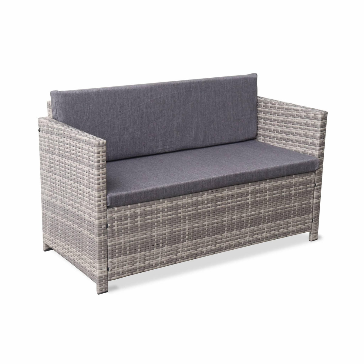 SWEEEK Salon de jardin en résine tressée 4 places Perugia - 1 canapé, 2 fauteuils, une table basse