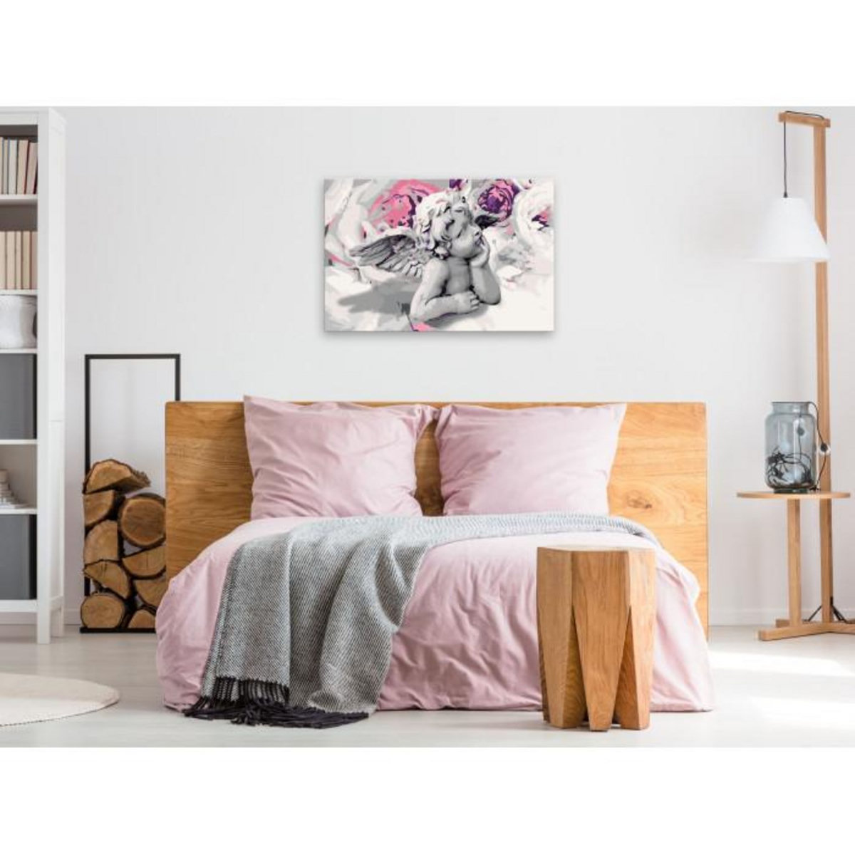 Paris Prix Tableau à Peindre Soi-Même  Ange Fleurs au Fond  40x60cm