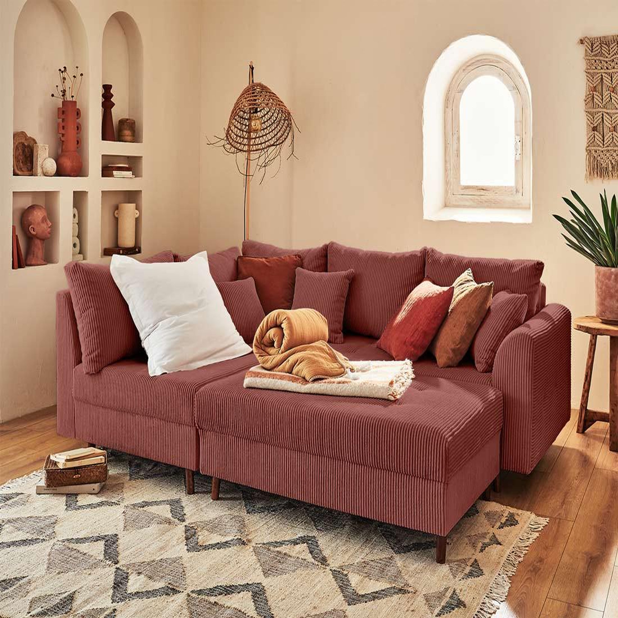 Voir la diapositive 4 : LISA DESIGN Rune - pouf modulable - en velours côtelé
