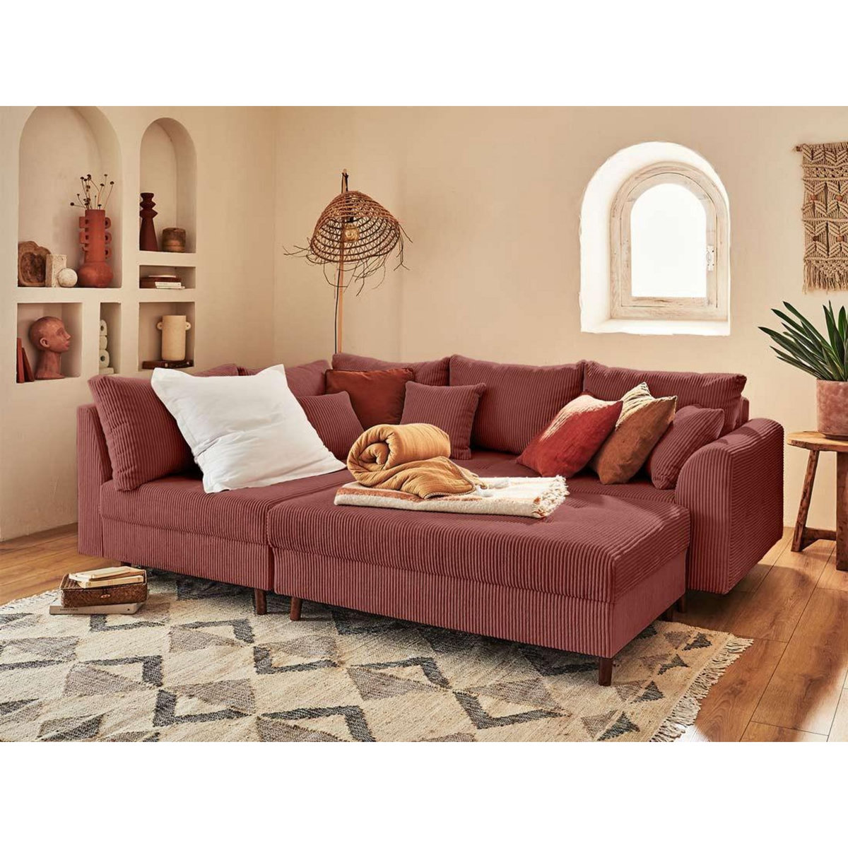 LISA DESIGN Rune - pouf modulable - en velours côtelé