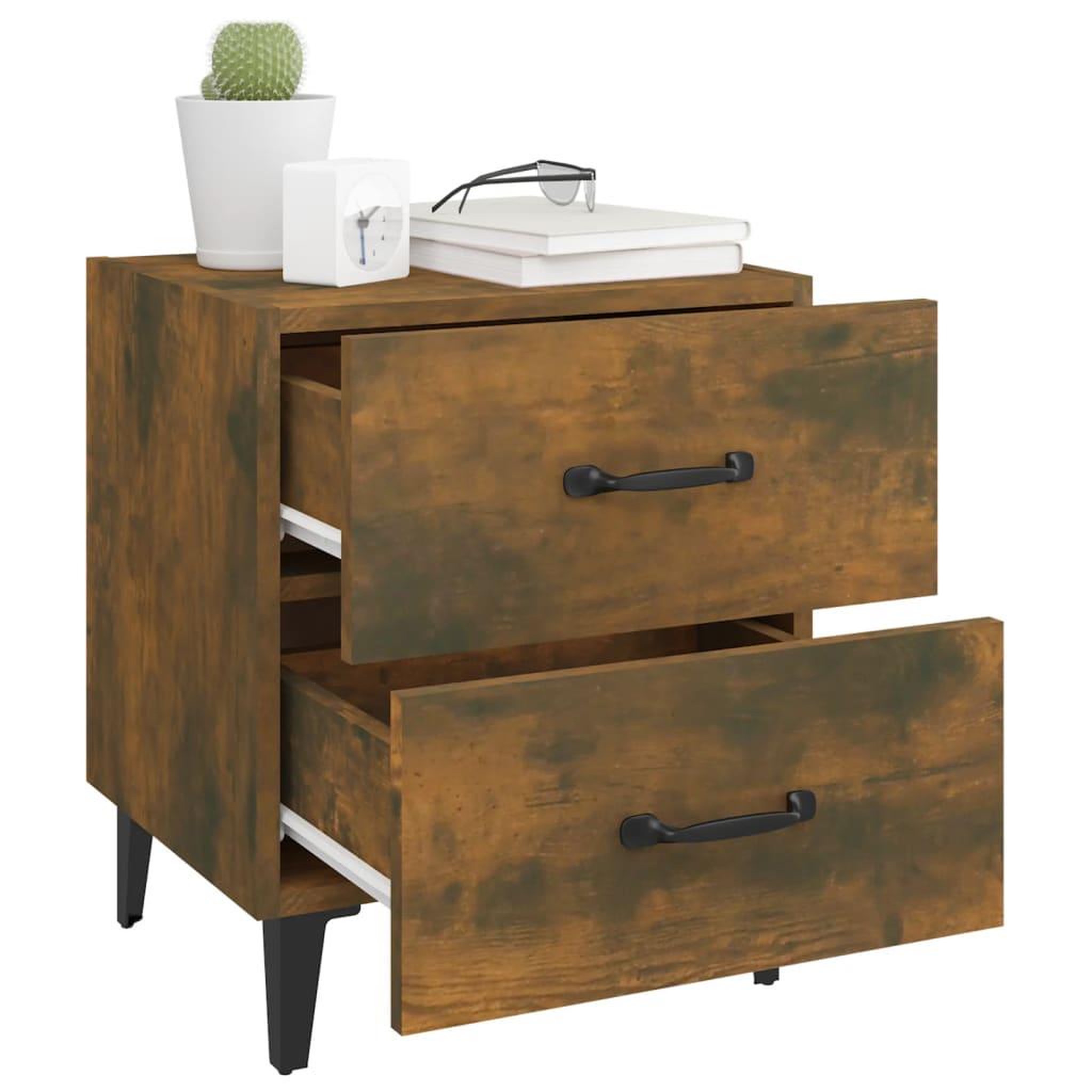 Voir la diapositive 3 : VIDAXL Tables de chevet 2 pcs Chene fume 40x35x47,5 cm